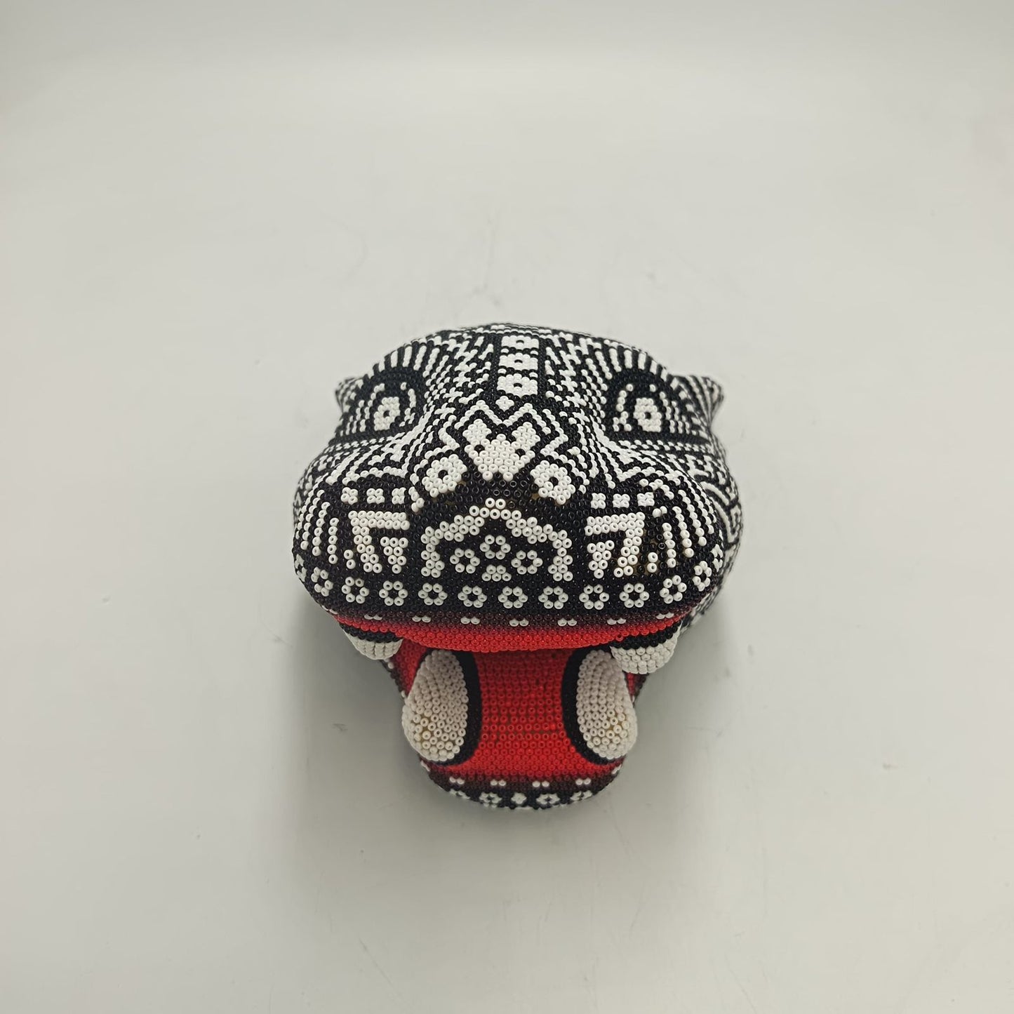 Mexican Huichol Hand Beaded Jaguar Head By Santos Bautista PP9335