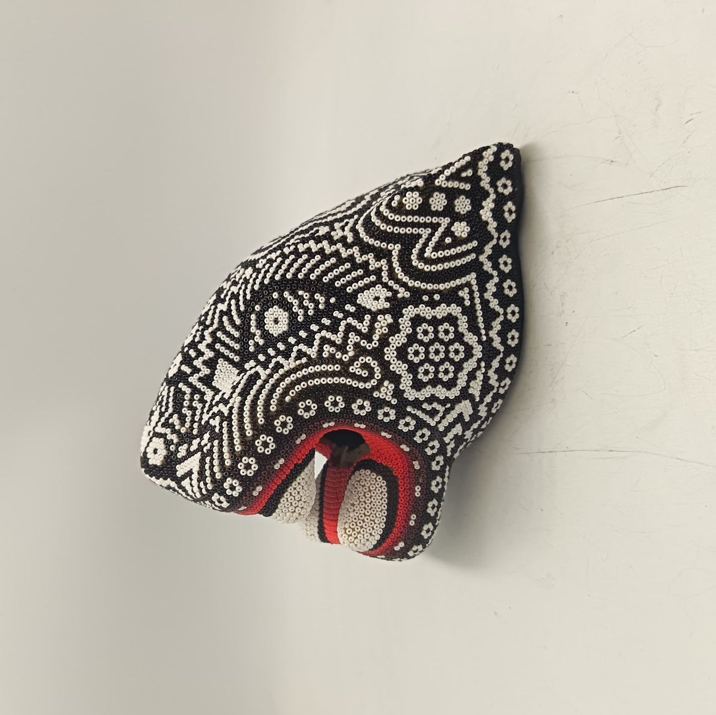 Mexican Huichol Hand Beaded Jaguar Head By Santos Bautista PP9335