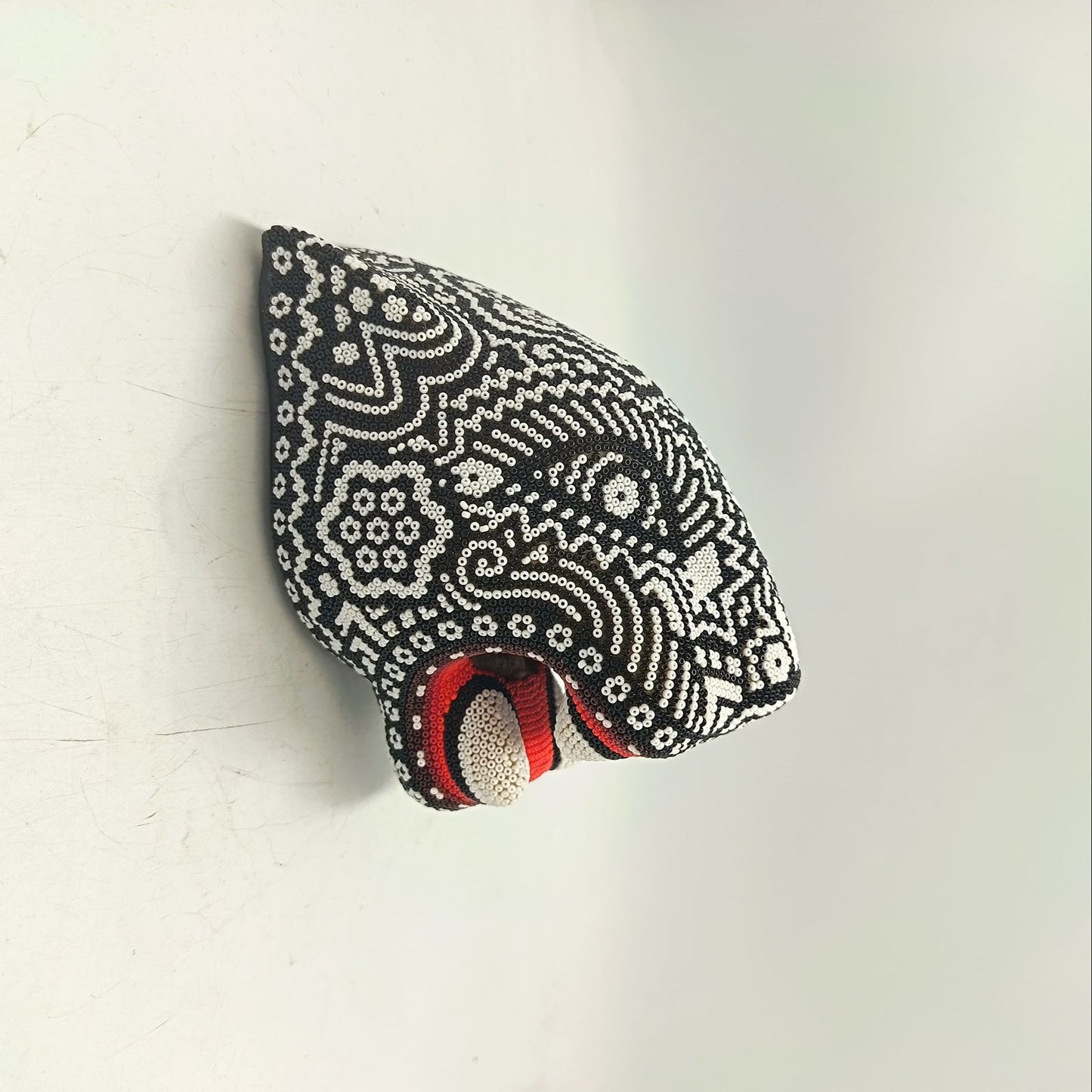 Mexican Huichol Hand Beaded Jaguar Head By Santos Bautista PP9335