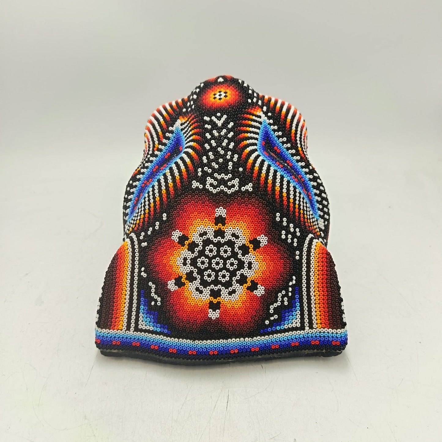 Mexican Huichol Hand Beaded Jaguar Head By Santos Bautista PP9336