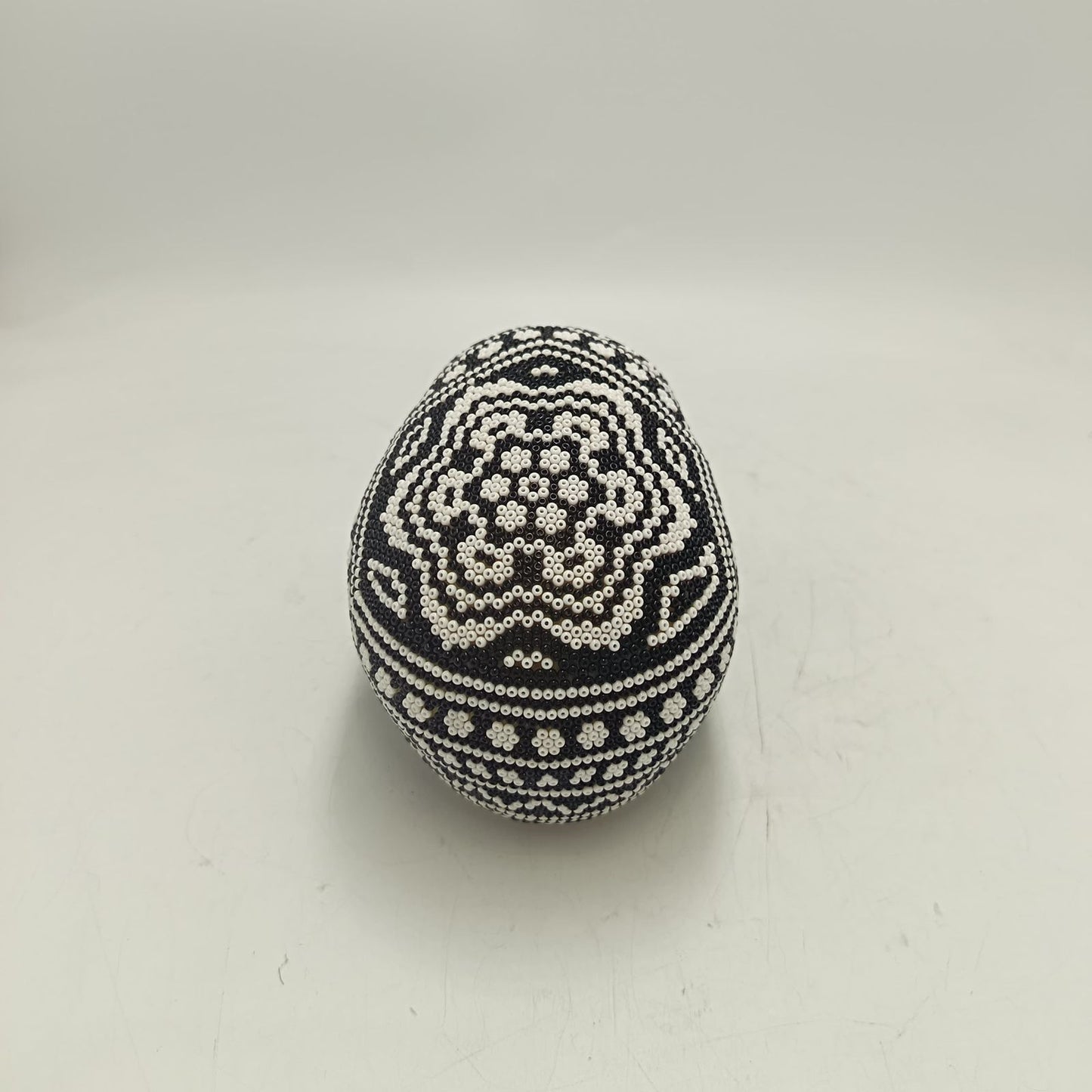 Huichol Hand Beaded Cast Resin Human Skull By Santos Bautista PP9337