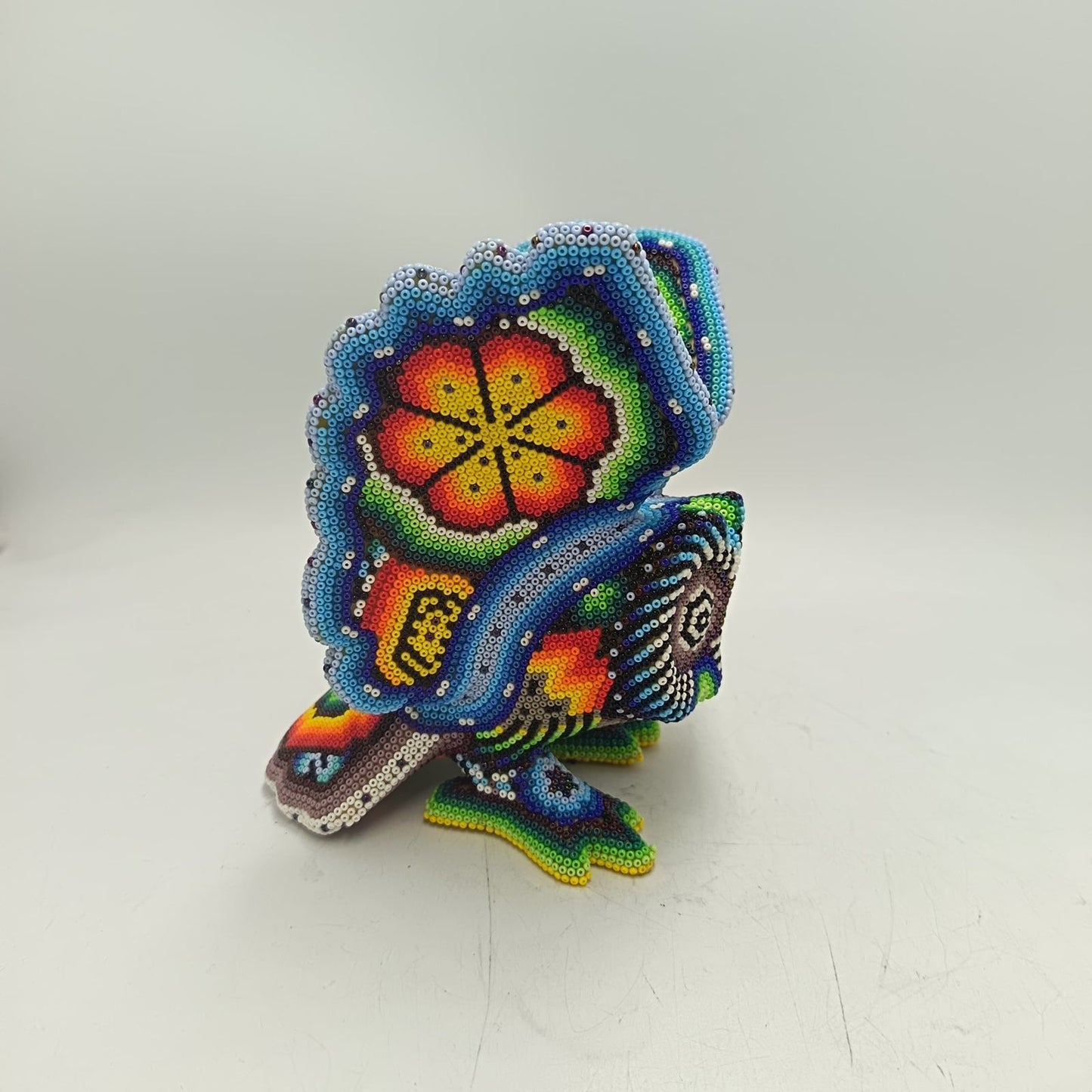 Mexican Folk Art Huichol Beaded Owl By Santos Bautista PP9340
