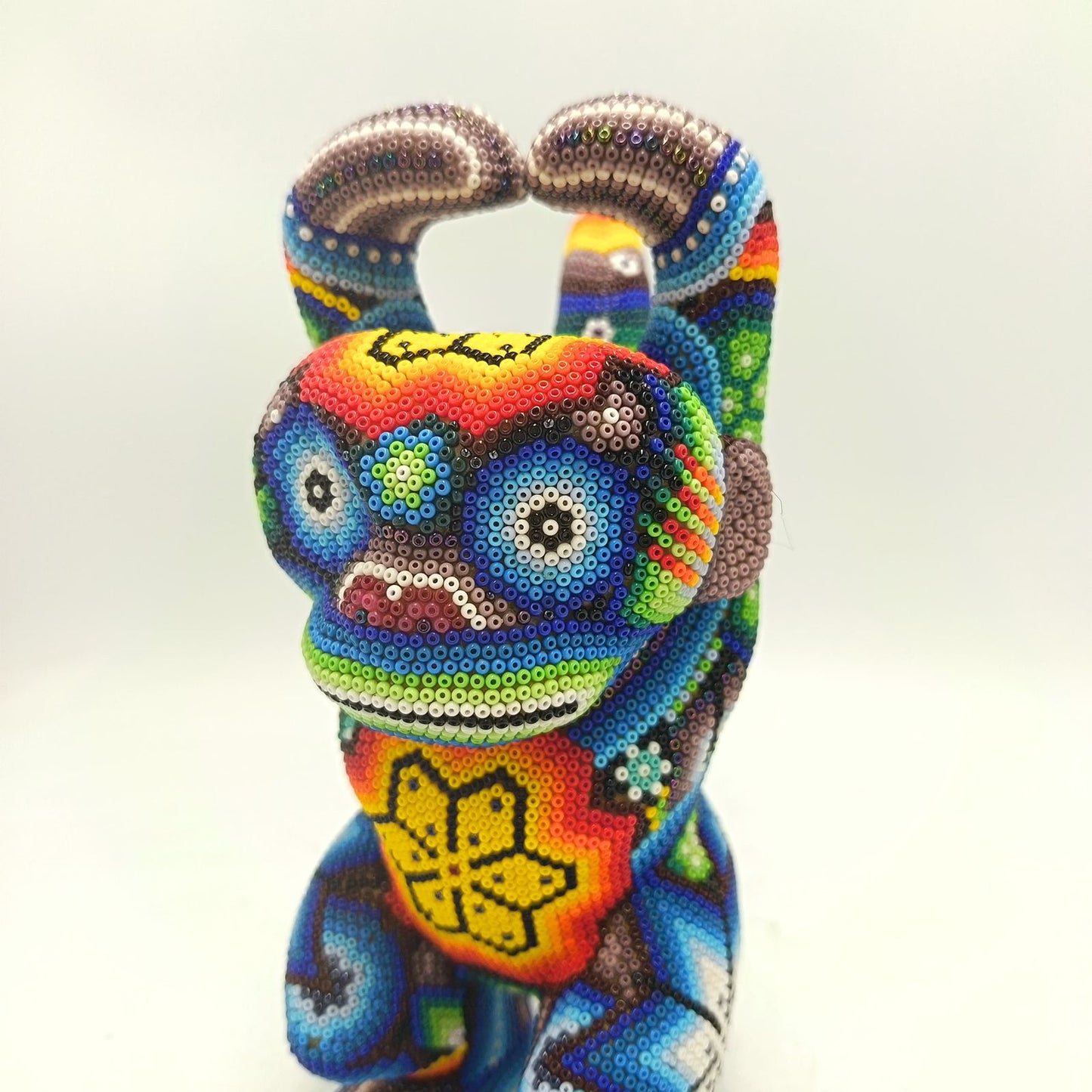 Mexican Folk Art Huichol Beaded Monkey By Santos Bautista PP9341
