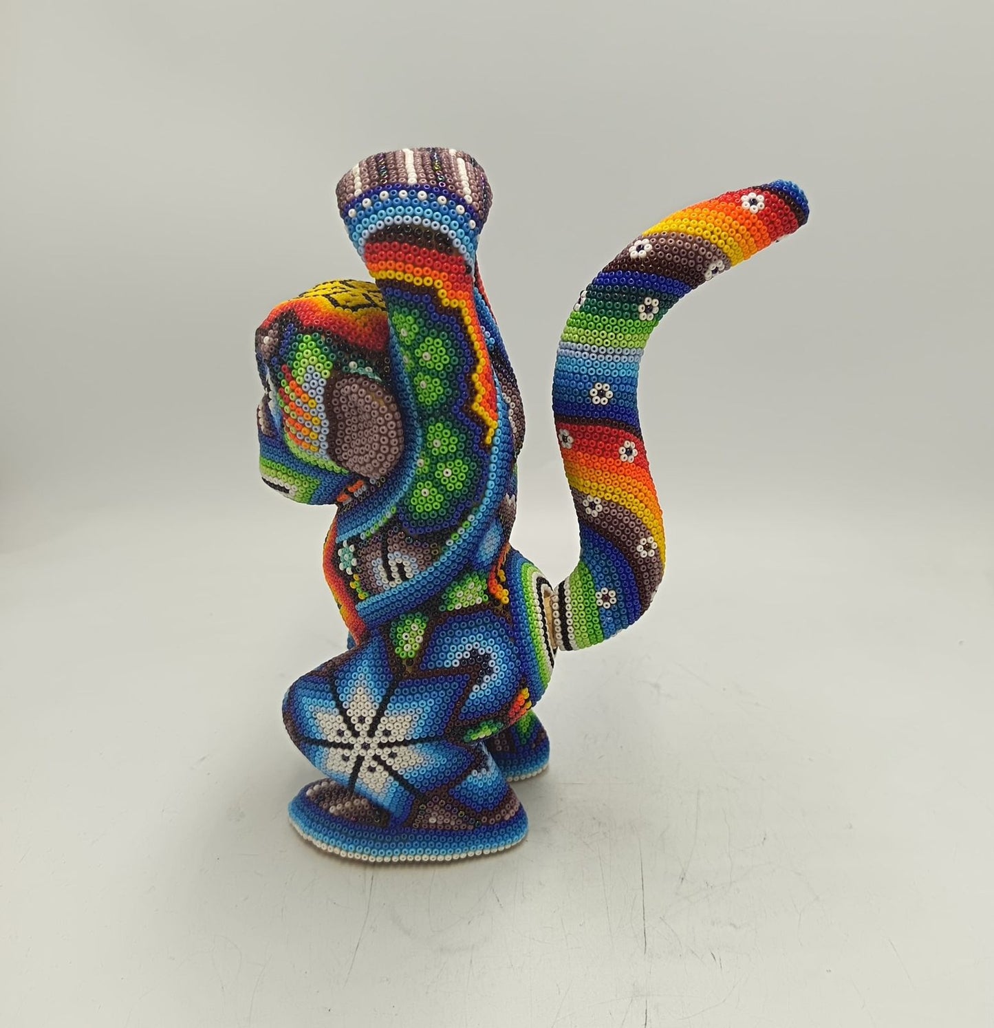 Mexican Folk Art Huichol Beaded Monkey By Santos Bautista PP9341