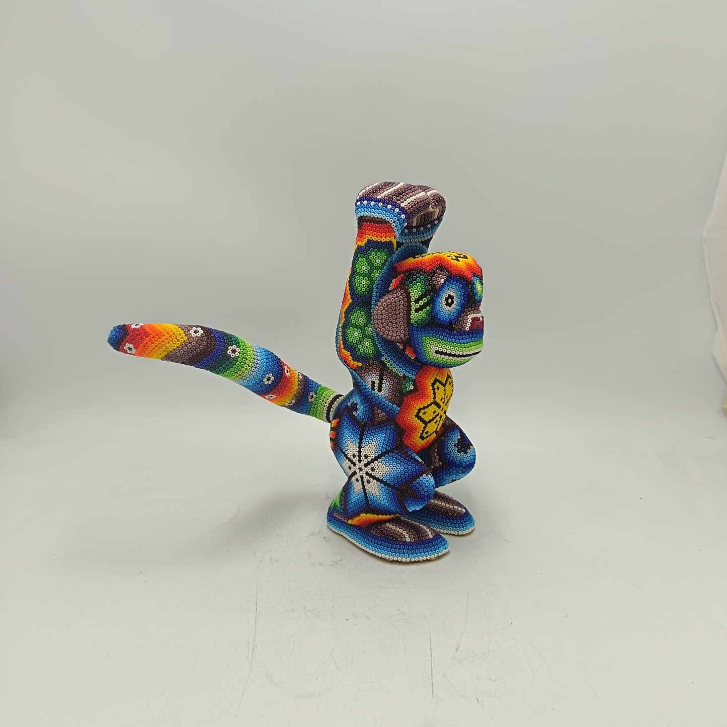 Mexican Folk Art Huichol Beaded Monkey By Santos Bautista PP9341