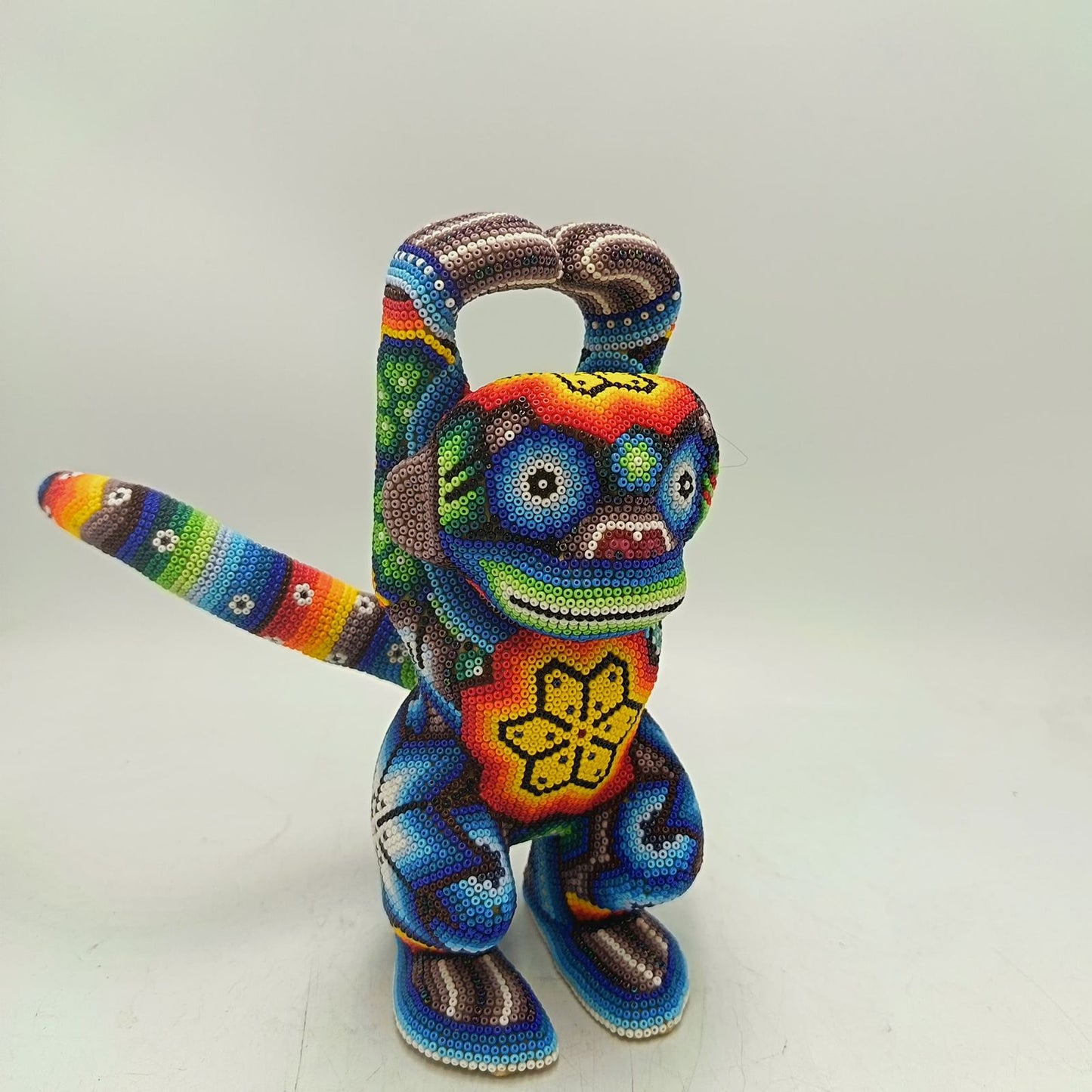Mexican Folk Art Huichol Beaded Monkey By Santos Bautista PP9341