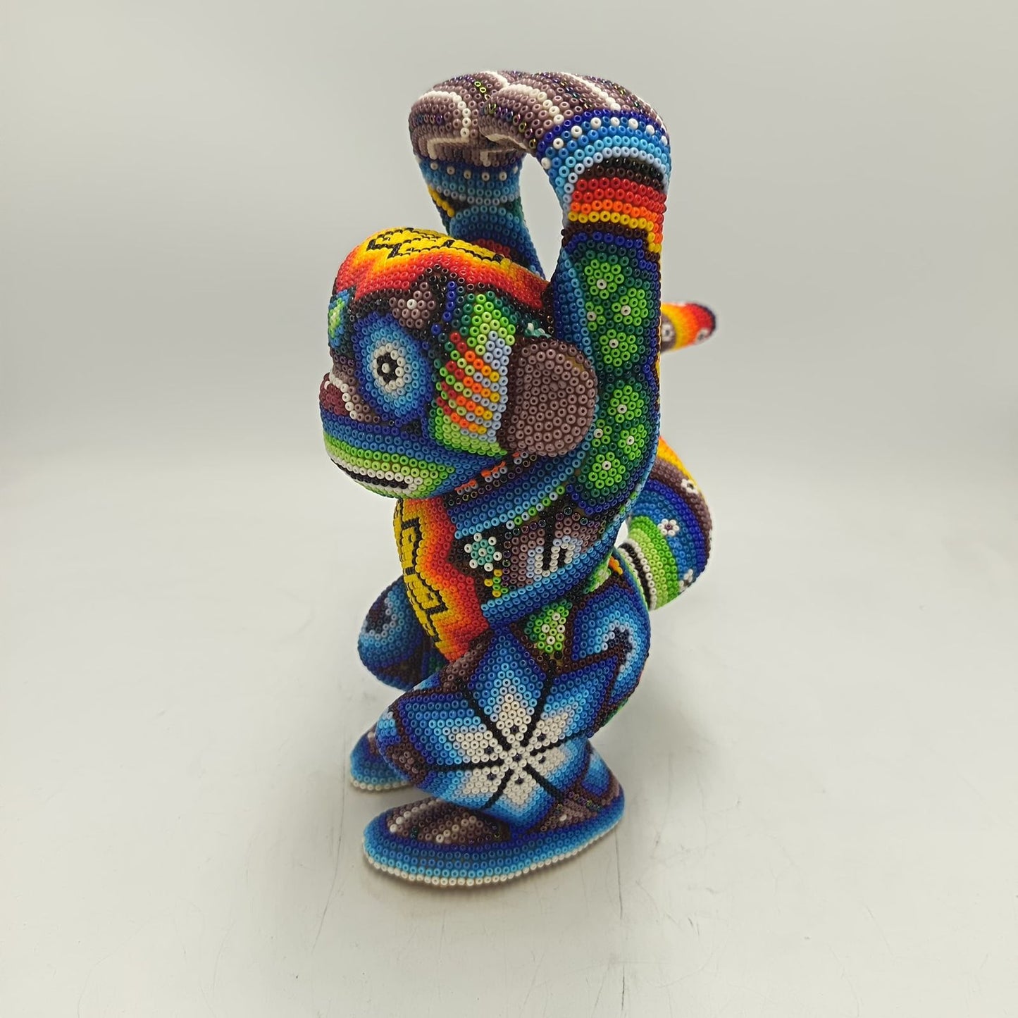 Mexican Folk Art Huichol Beaded Monkey By Santos Bautista PP9341