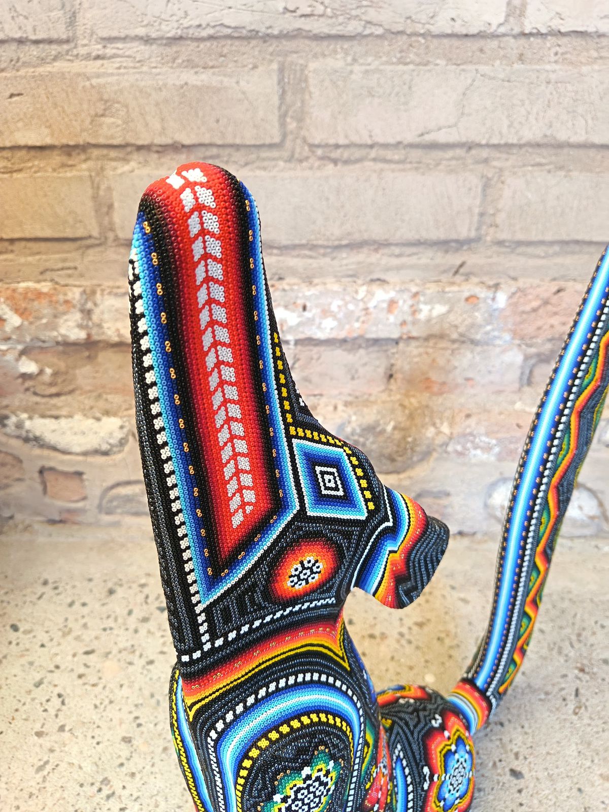 Mexican Folk Art Huichol Beaded Coyote By Santos Bautista PP9342