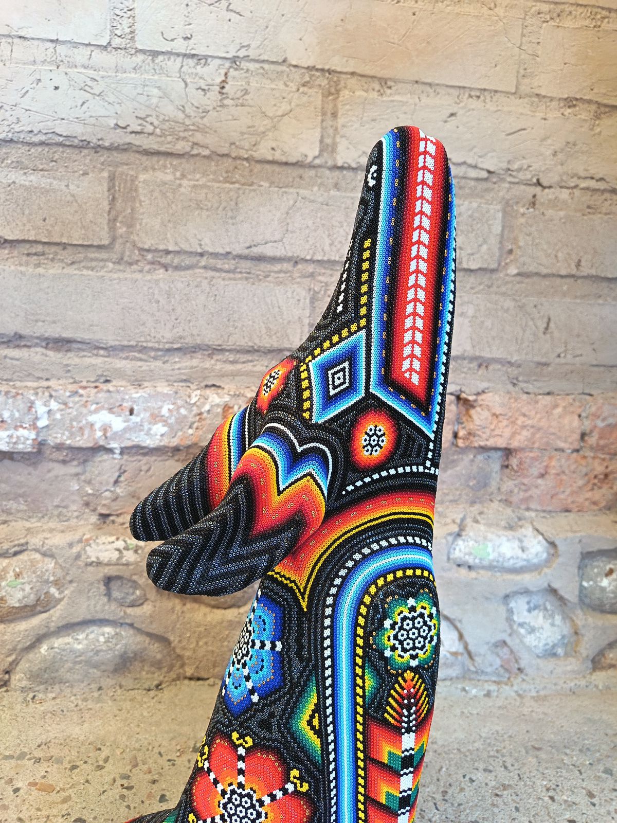 Mexican Folk Art Huichol Beaded Coyote By Santos Bautista PP9342