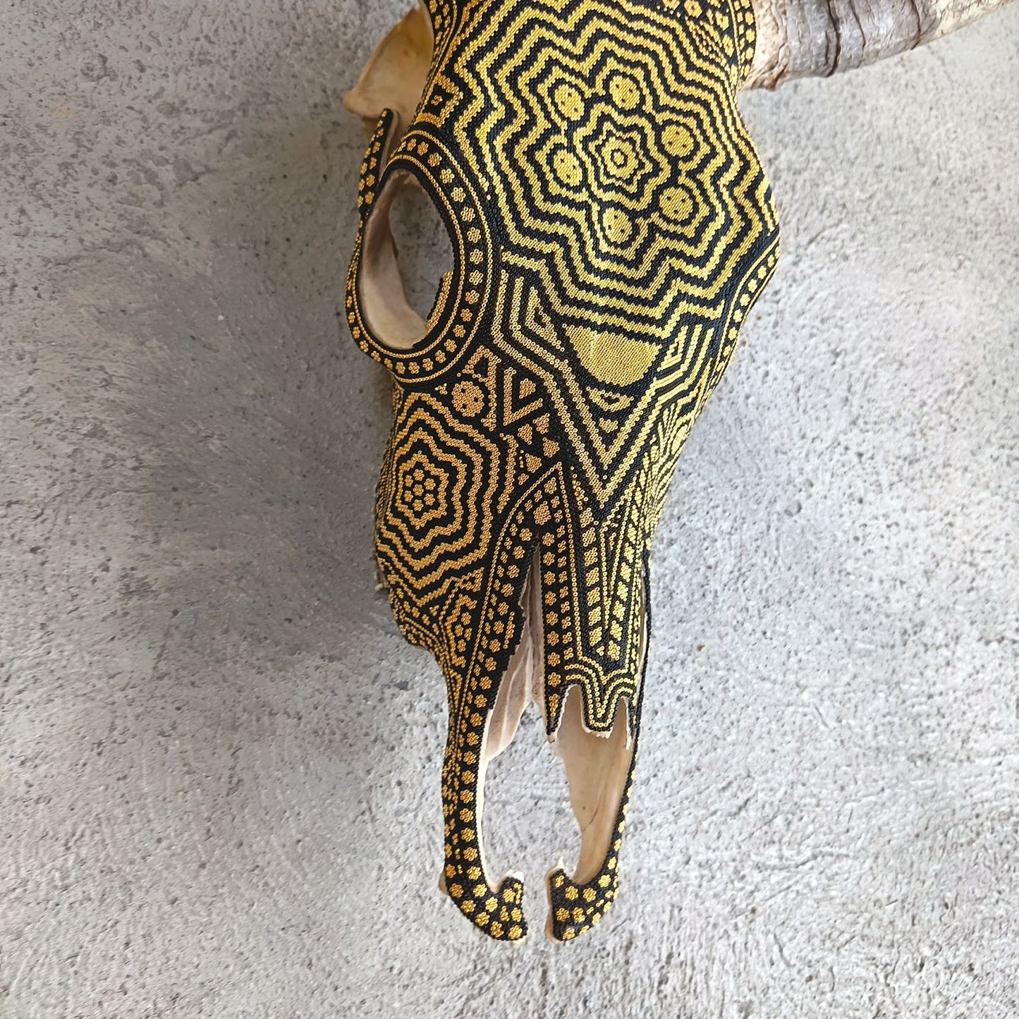 Huichol Indian Hand Beaded Bull Skull By Santos Bautista PP9343