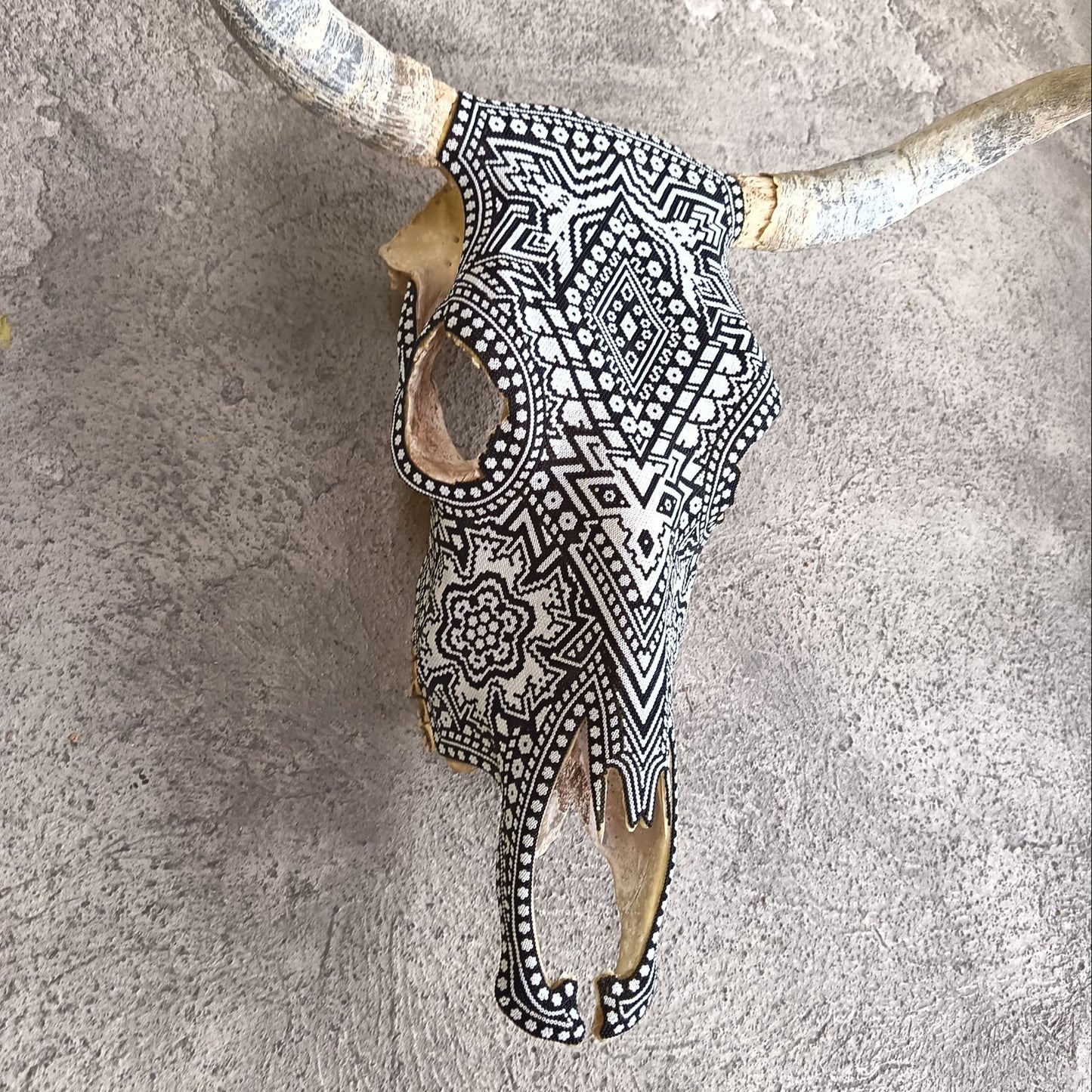 Huichol Indian Hand Beaded Bull Skull By Santos Bautista PP9347