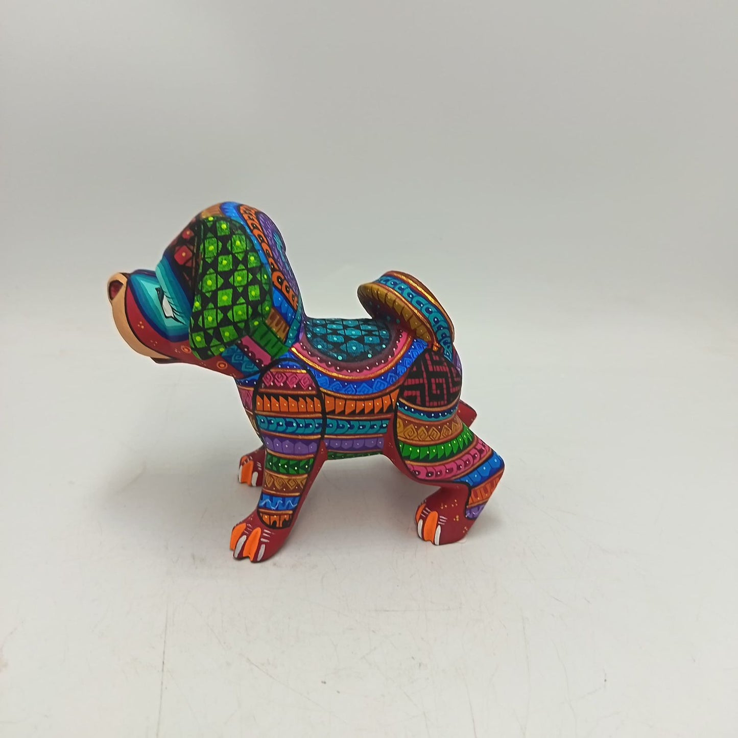 Mexican Oaxacan Wood Carving Dog By Ivan Fuentes PP9354