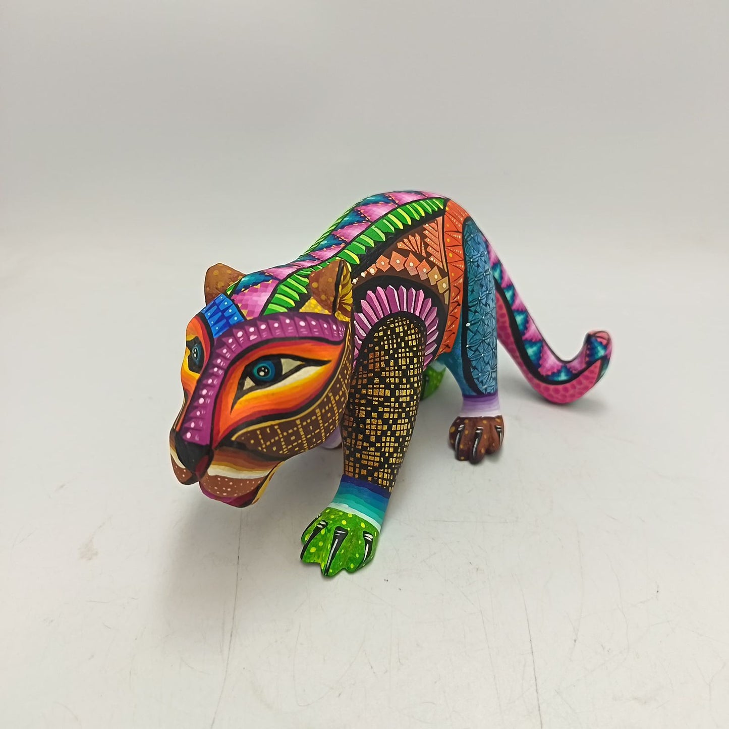 Mexican Oaxacan Wood Carving Jaguar By Ivan Fuentes PP9358