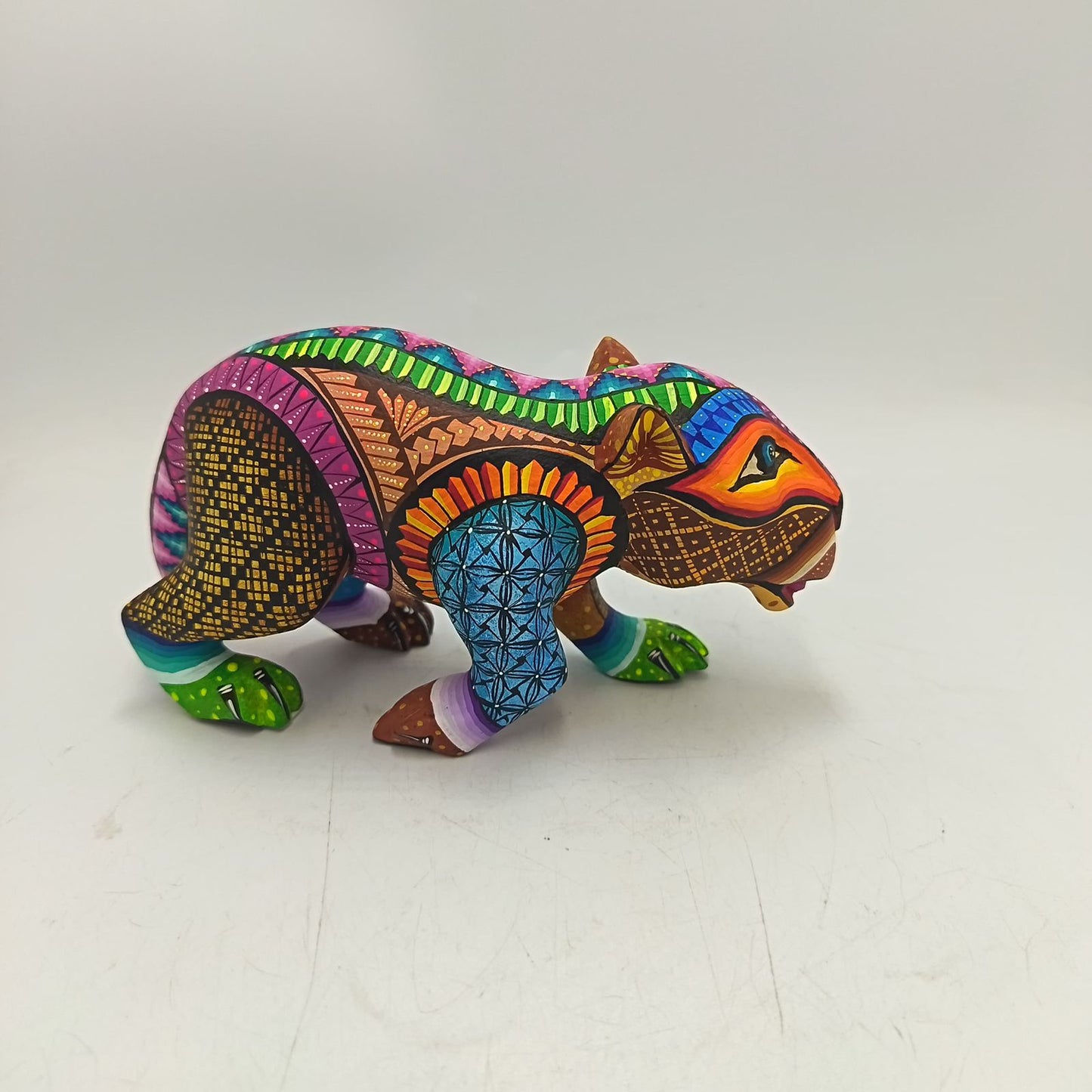 Mexican Oaxacan Wood Carving Jaguar By Ivan Fuentes PP9358