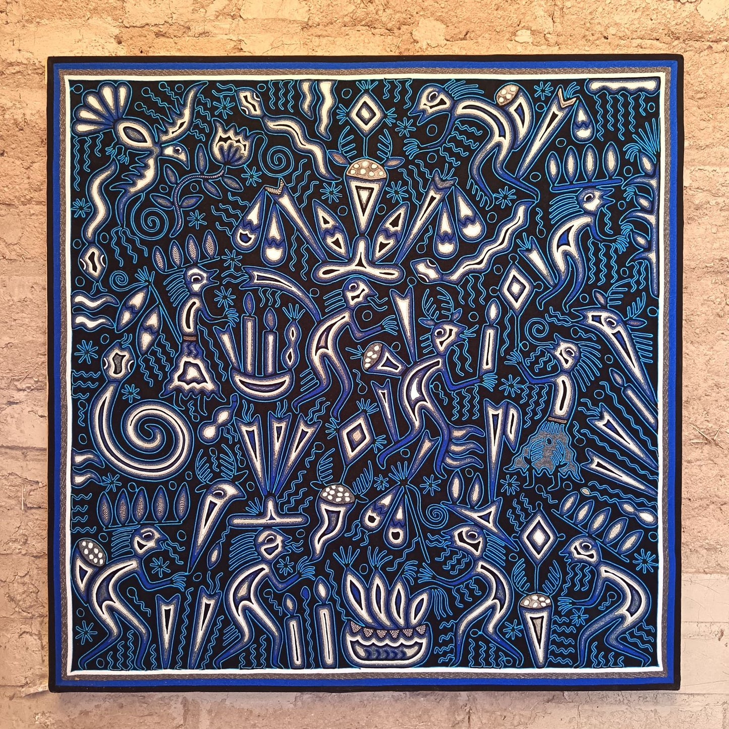 Mexican Folk Art Huichol Yarn Painting by Cooperativa Zitacua PP9348