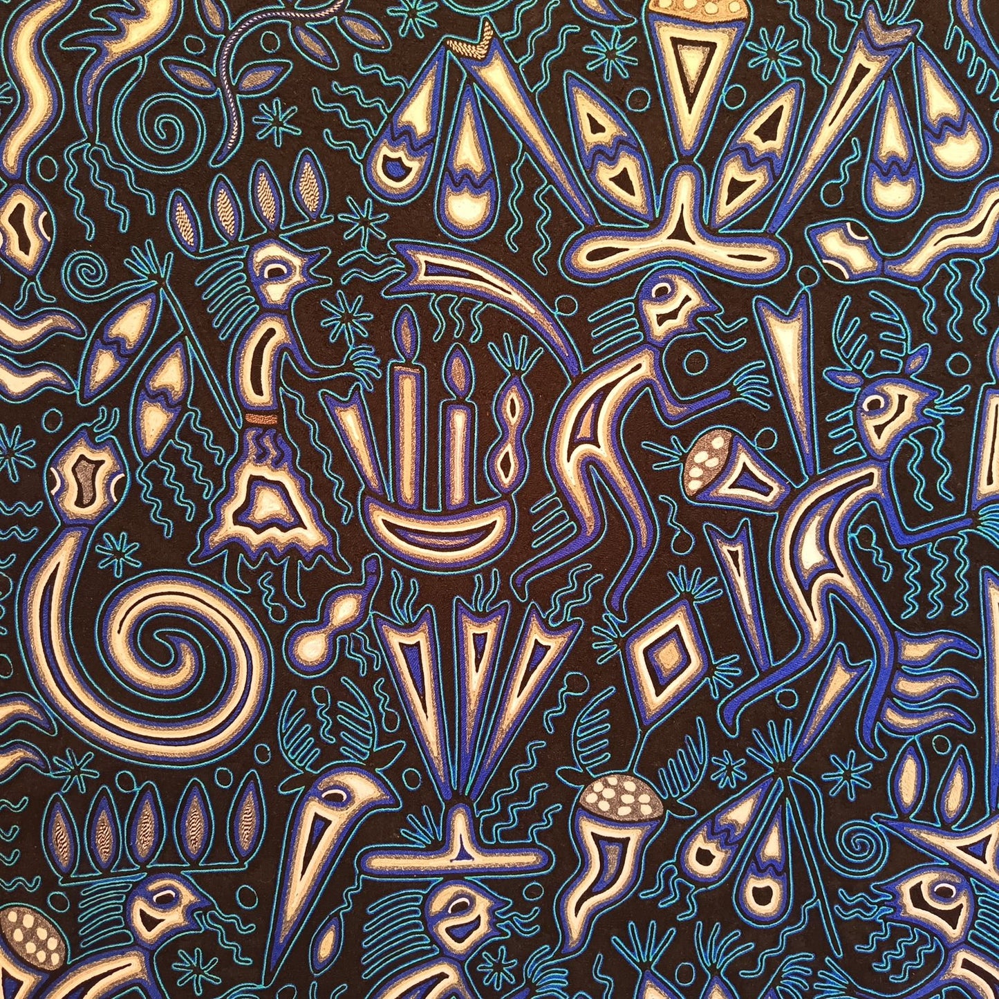 Mexican Folk Art Huichol Yarn Painting by Cooperativa Zitacua PP9348
