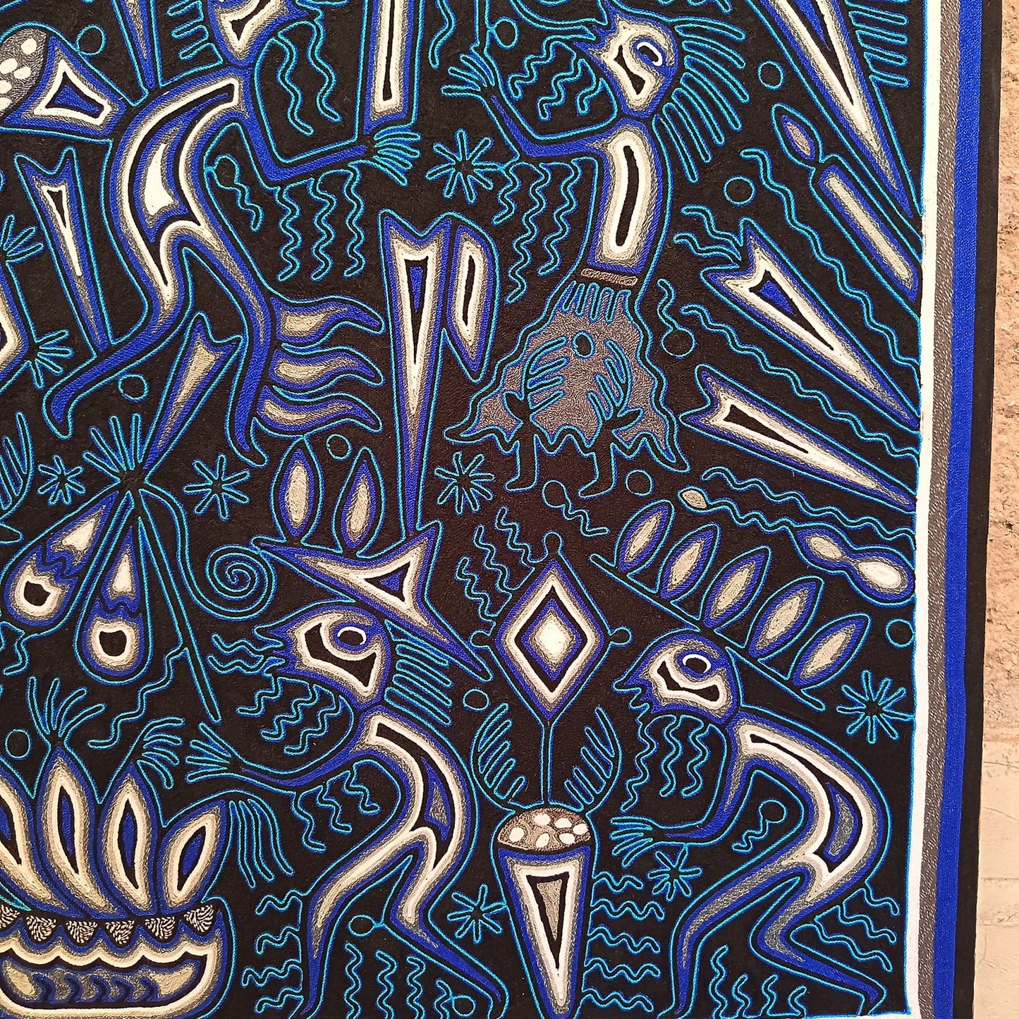 Mexican Folk Art Huichol Yarn Painting by Cooperativa Zitacua PP9348
