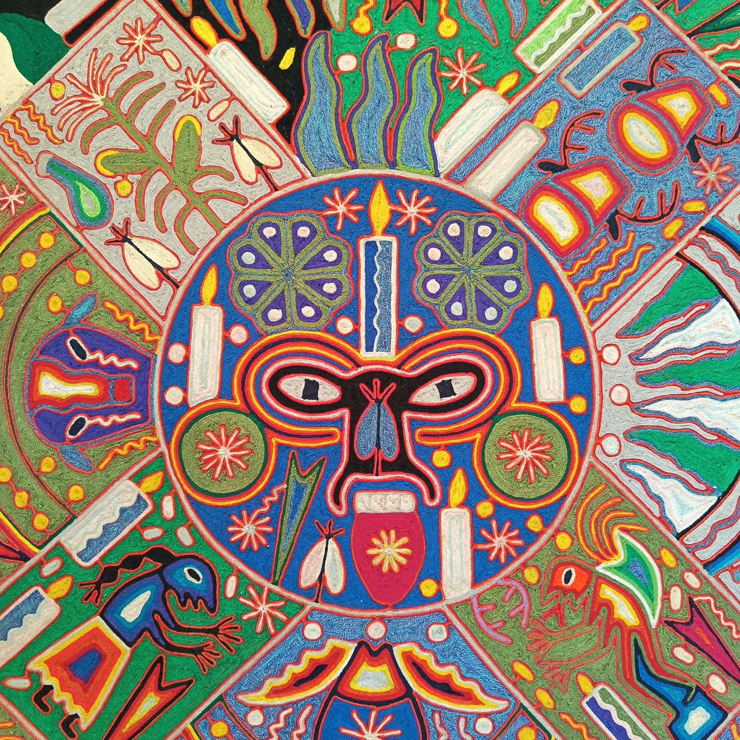 Mexican Folk Art Huichol Yarn Painting by Cooperativa Zitacua PP9349