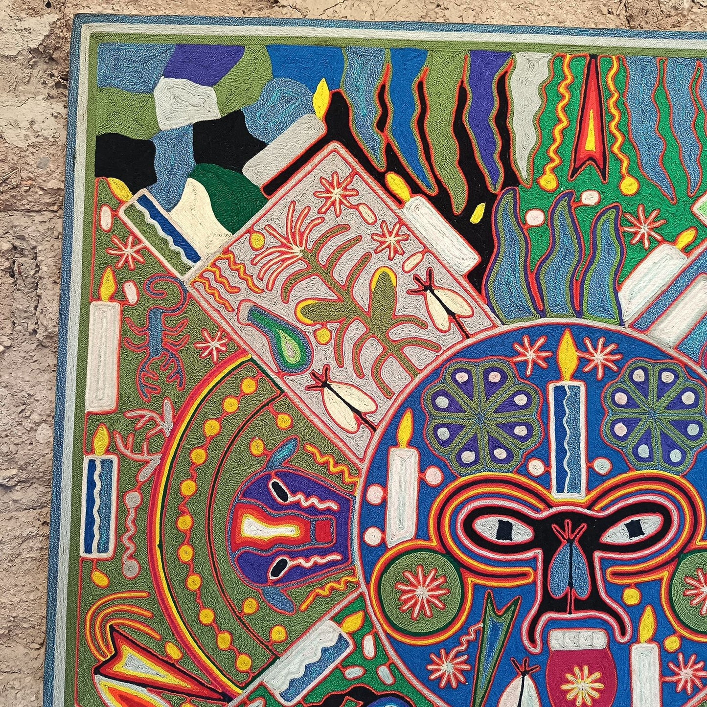 Mexican Folk Art Huichol Yarn Painting by Cooperativa Zitacua PP9349