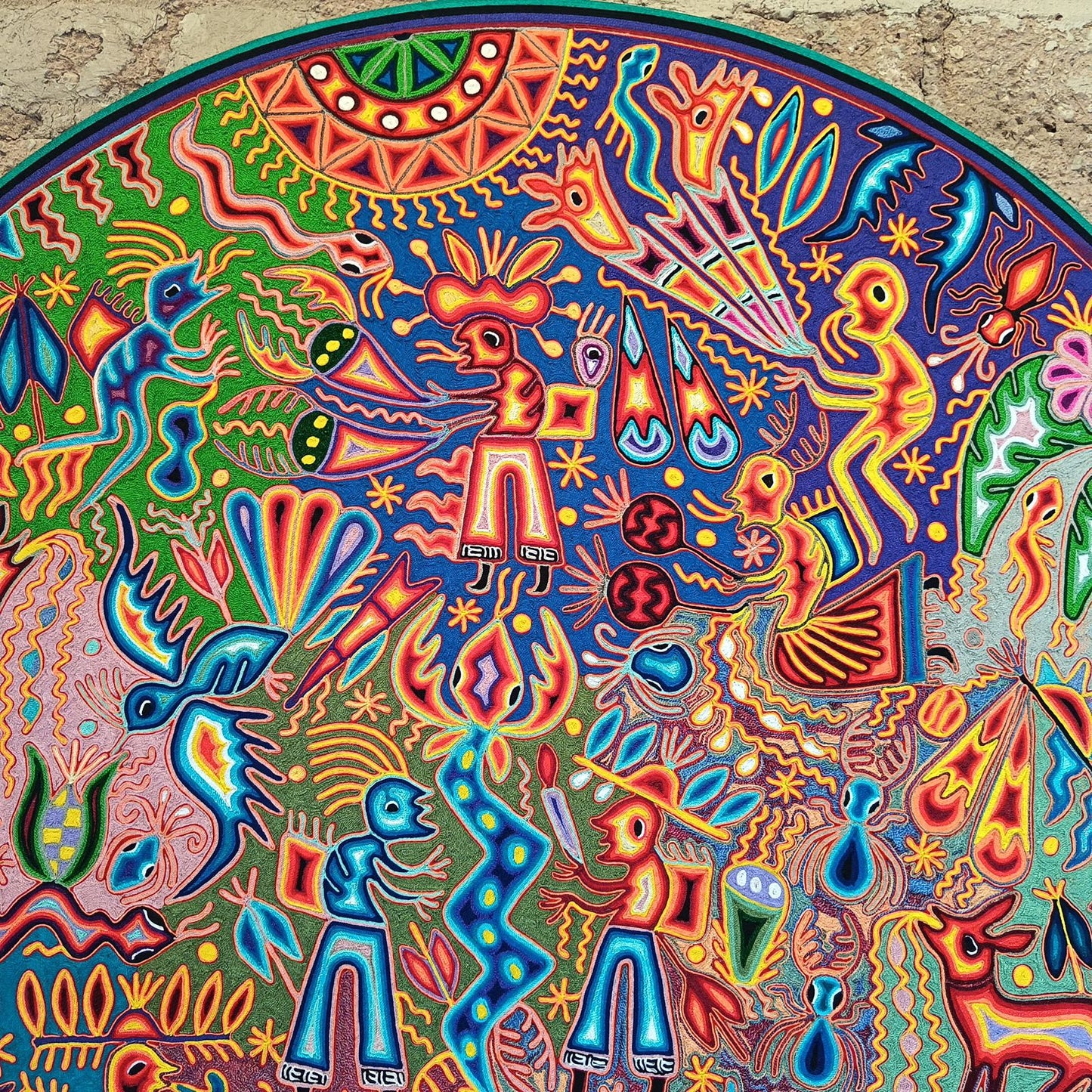 Huichol Yarn Painting Mexican Folk Art By Hilaria Chavez Carrillo PP9351