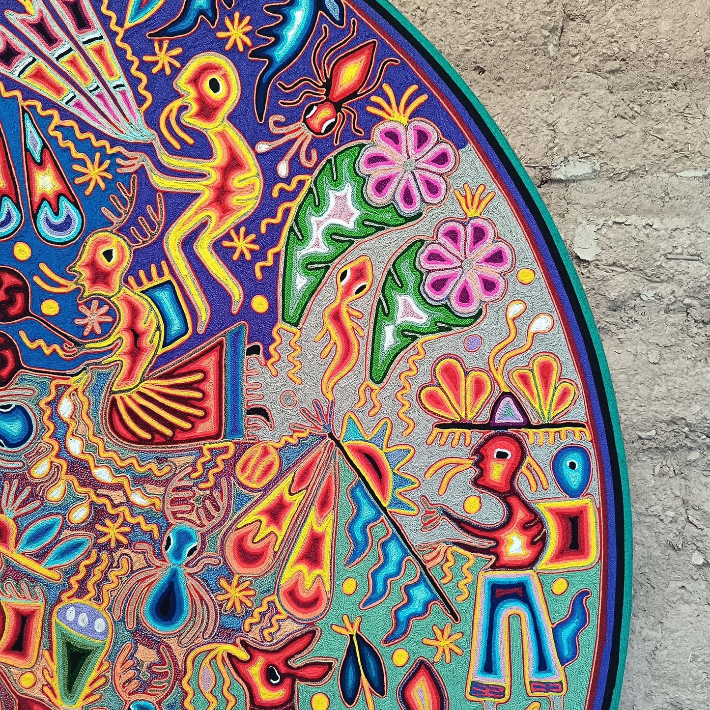 Huichol Yarn Painting Mexican Folk Art By Hilaria Chavez Carrillo PP9351