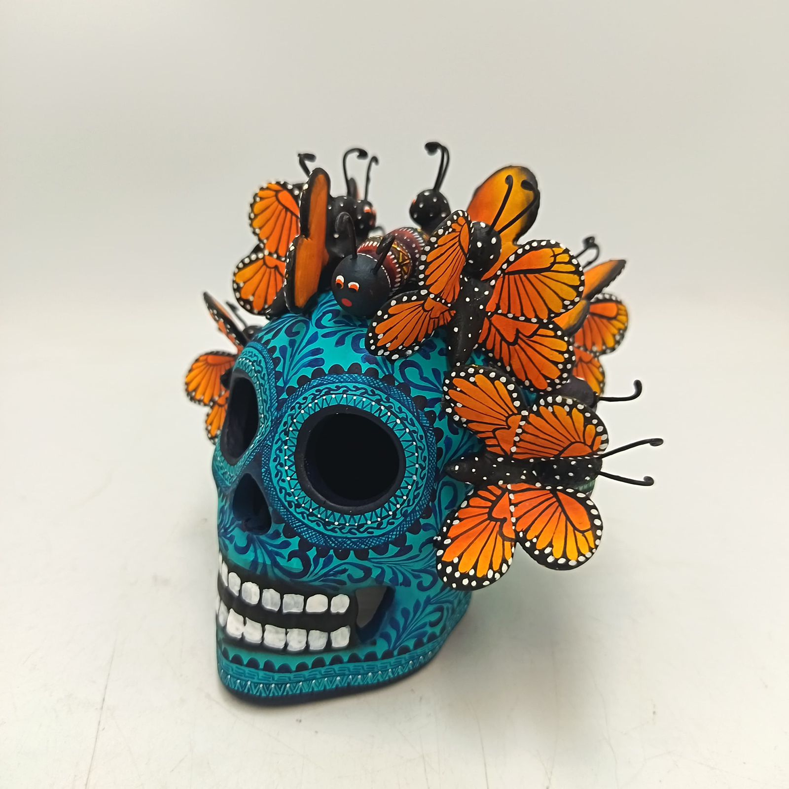 K871 98s Alfonso Castillo Orta 死者の日 アート Day Of the Dead Ceramics Skull By Alfonso Castillo PP9365 – Peyote