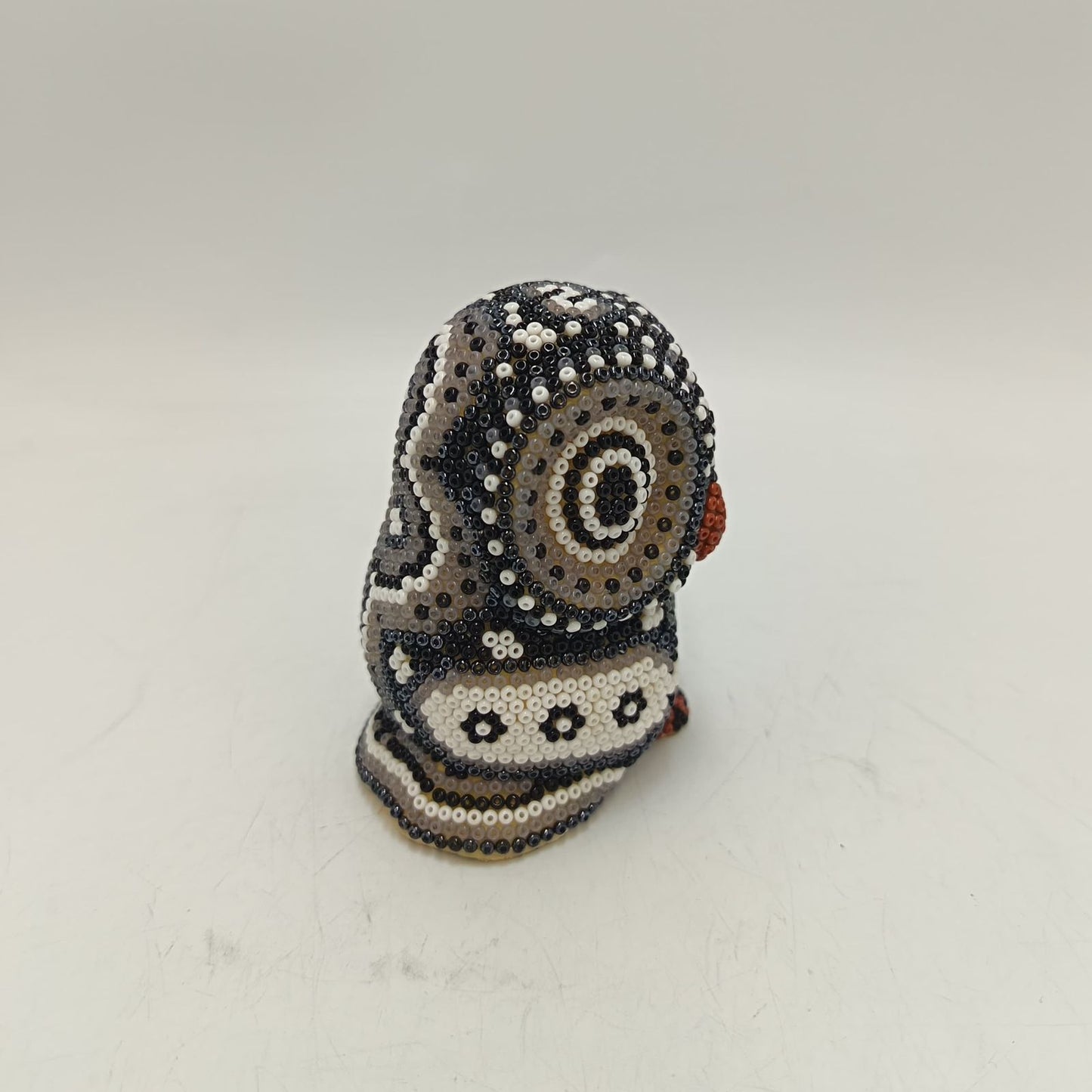 Mexican Huichol Hand Beaded Art, Owl By Isandro Villa Lopez PP9375