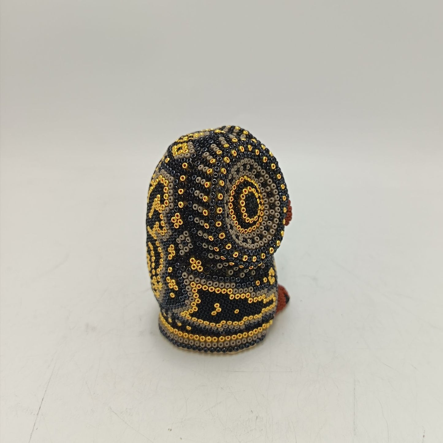 Mexican Huichol Hand Beaded Art, Owl By Isandro Villa Lopez PP9376
