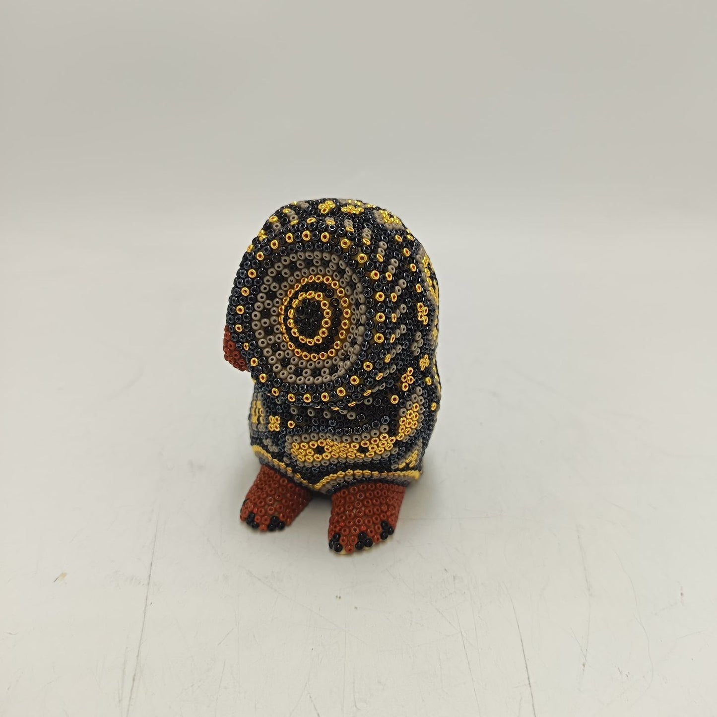 Mexican Huichol Hand Beaded Art, Owl By Isandro Villa Lopez PP9376