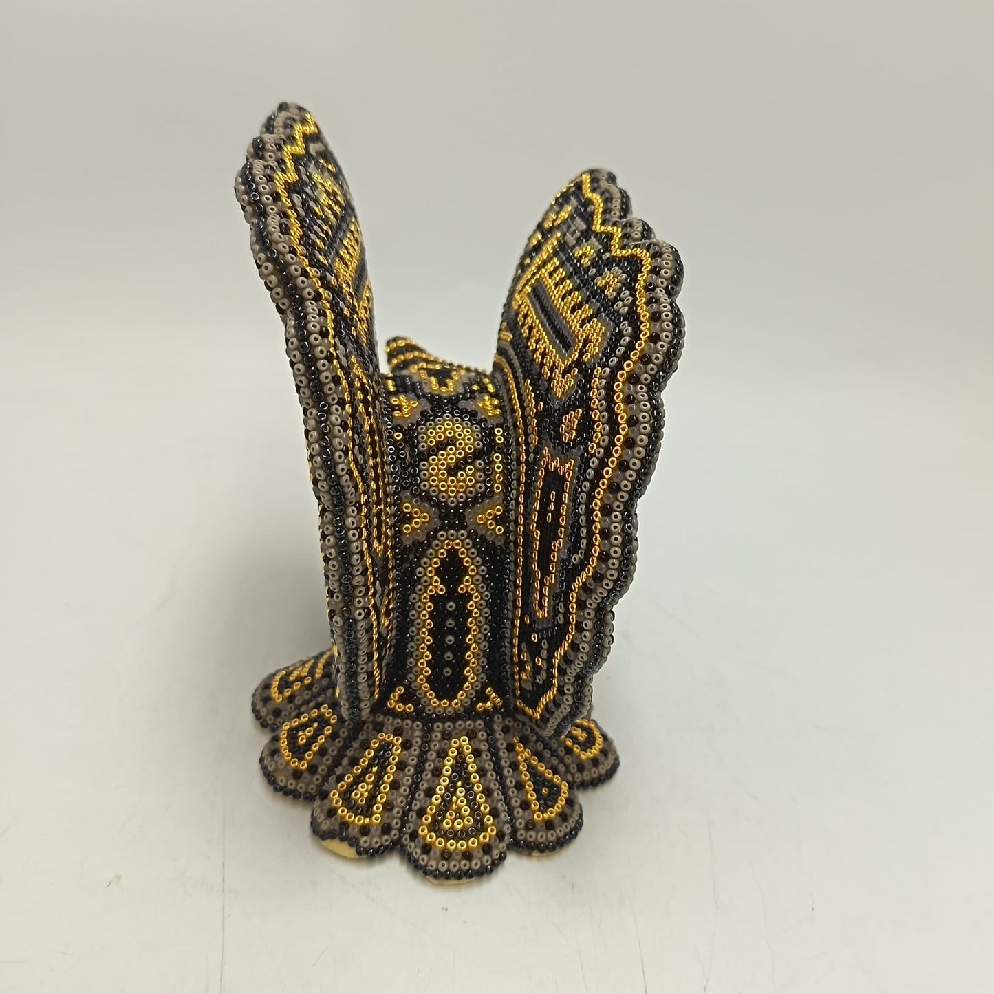 Mexican Huichol Hand Beaded Art, Owl By Isandro Villa Lopez PP9378