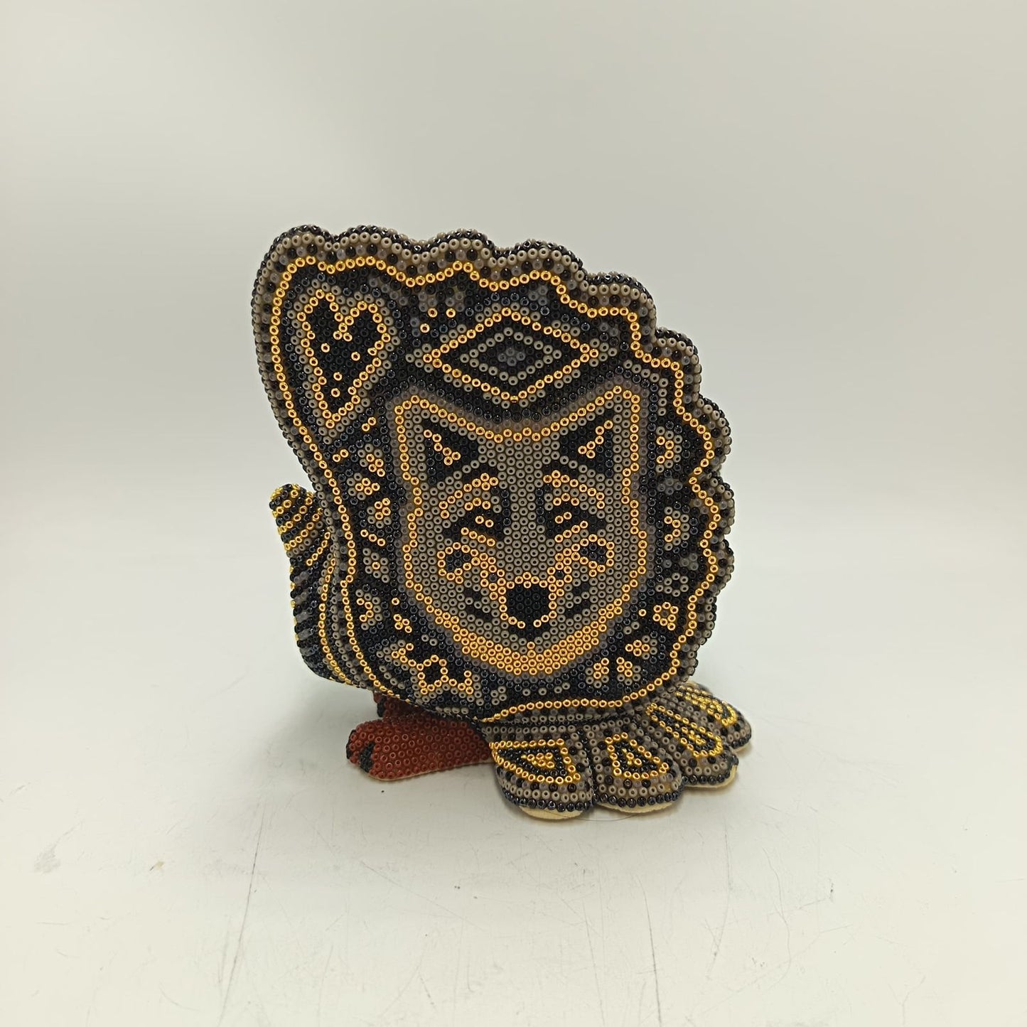 Mexican Huichol Hand Beaded Art, Owl By Isandro Villa Lopez PP9378