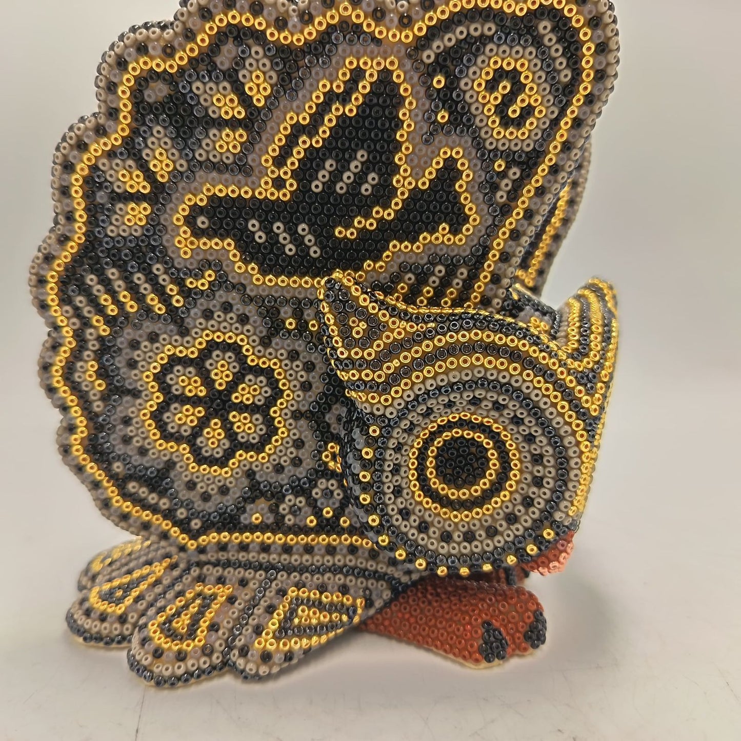 Mexican Huichol Hand Beaded Art, Owl By Isandro Villa Lopez PP9378