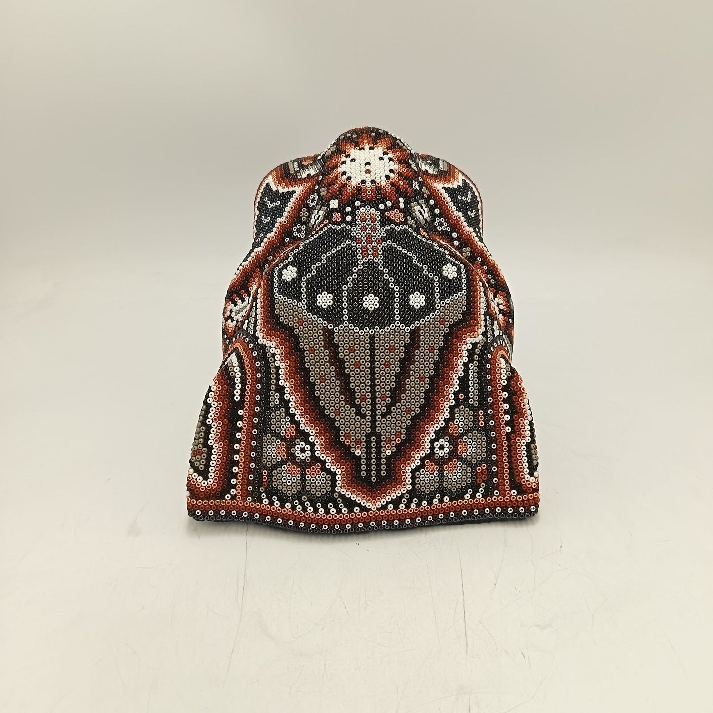 Huichol Mexican Hand Beaded Jaguar Head By Isandro Villa Lopez PP9383