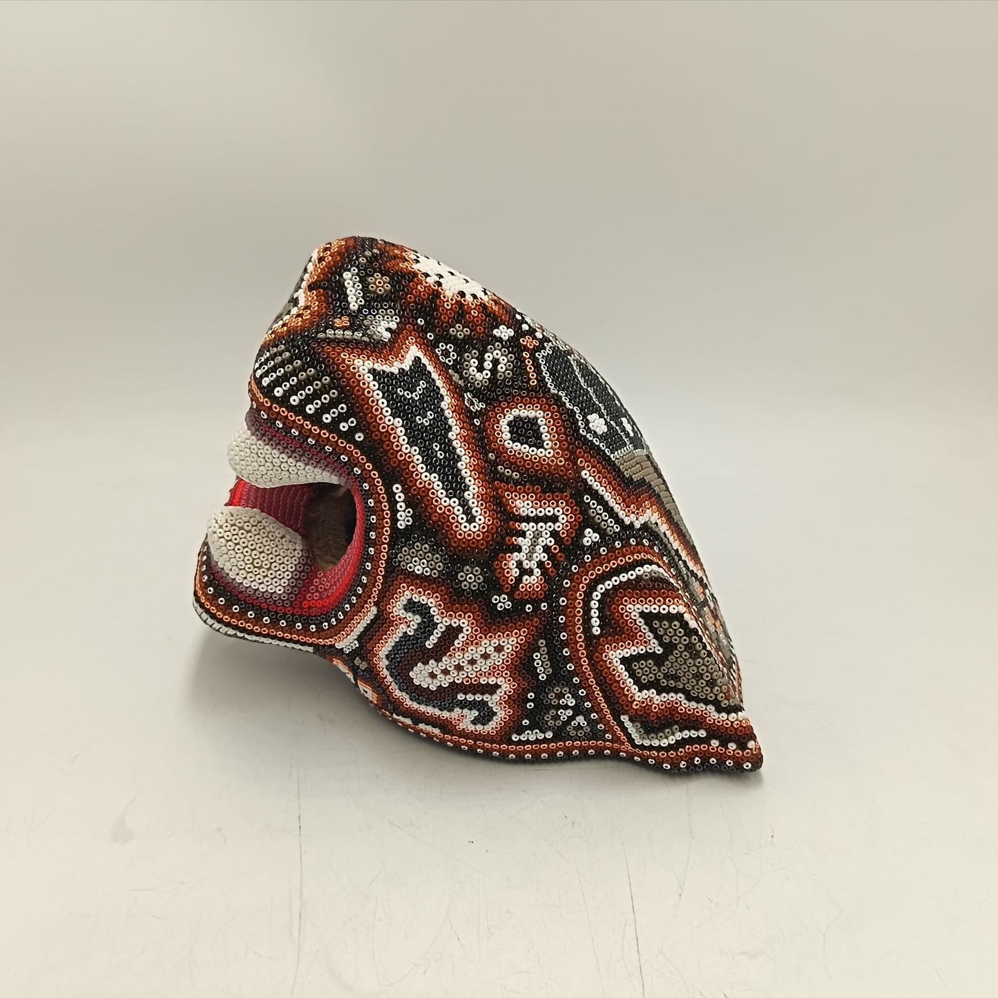 Huichol Mexican Hand Beaded Jaguar Head By Isandro Villa Lopez PP9383