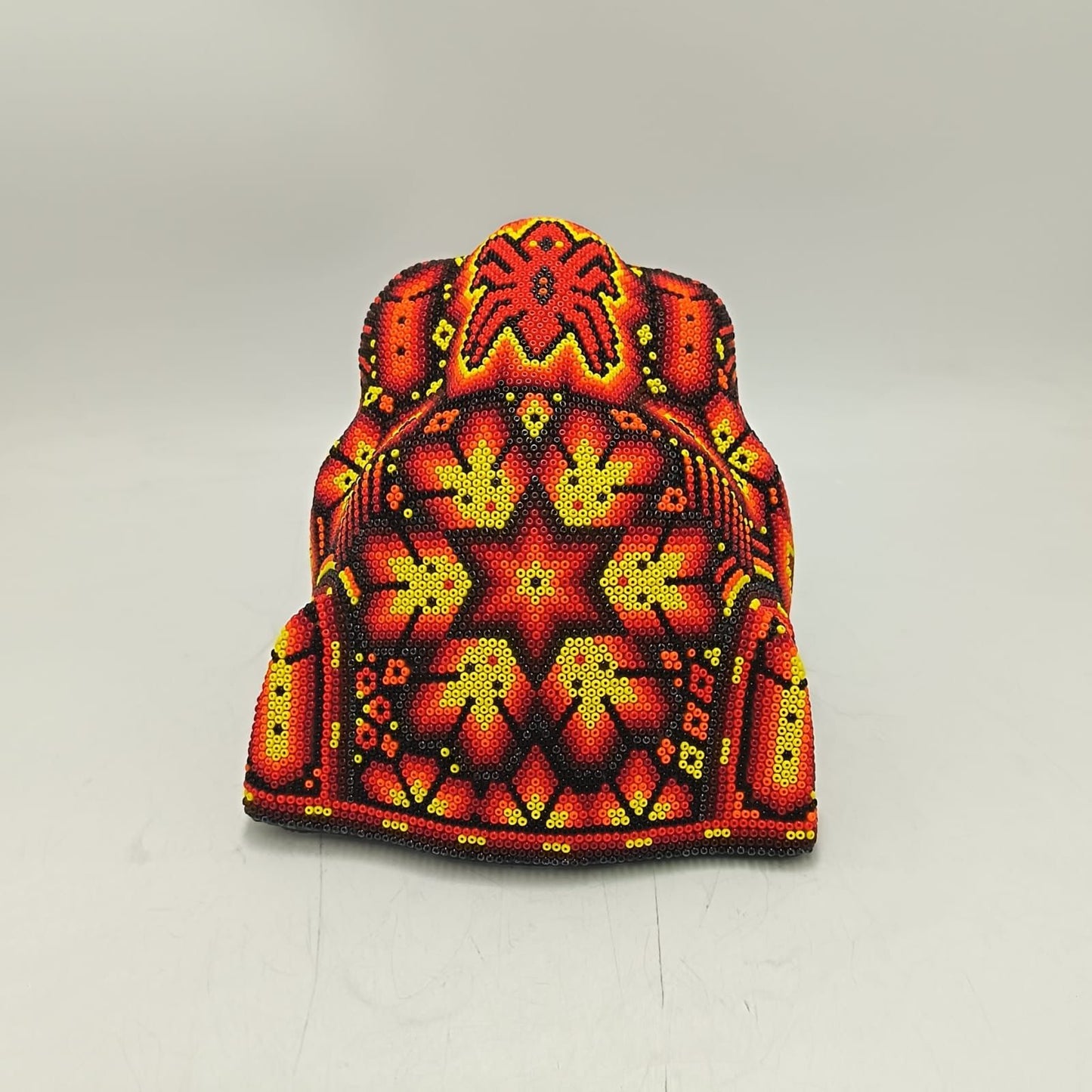 Huichol Mexican Hand Beaded Jaguar Head By Isandro Villa Lopez PP9384