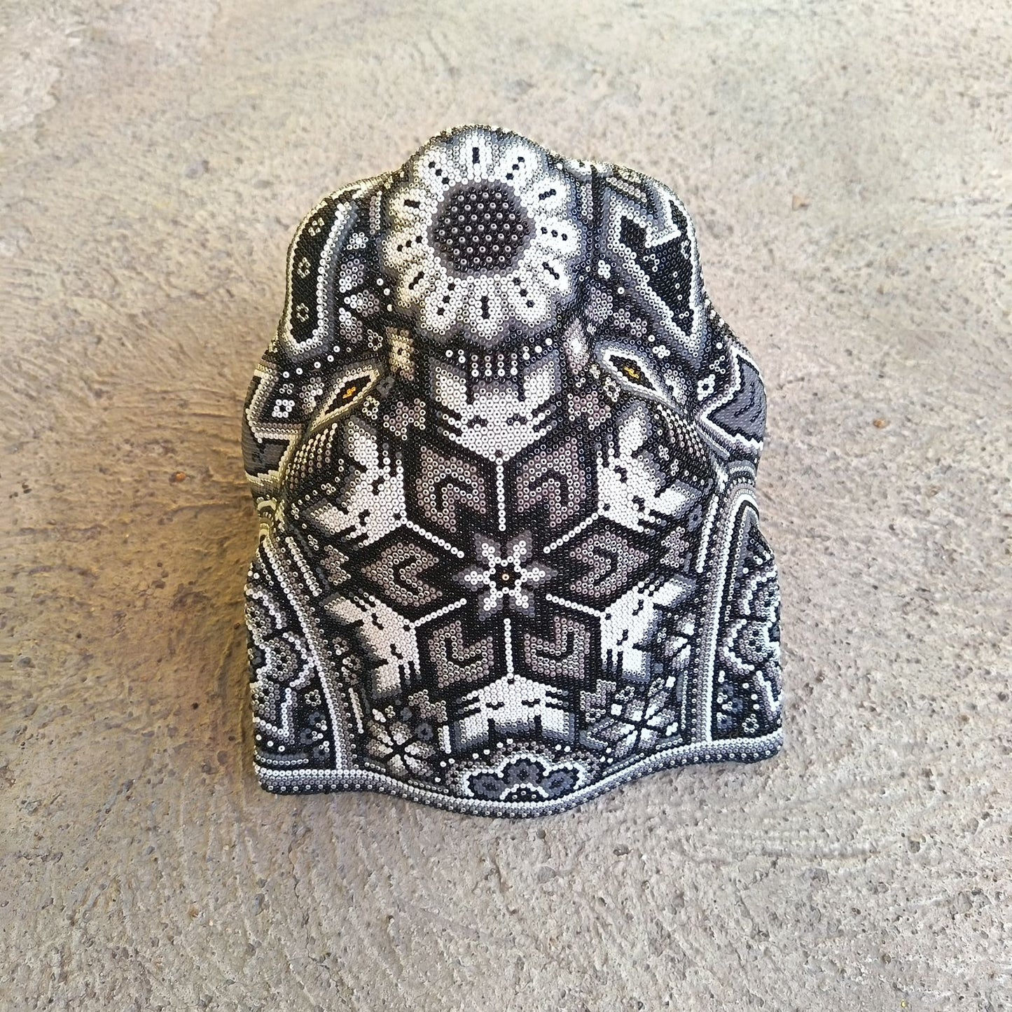 Huichol Mexican Hand Beaded Jaguar Head By Isandro Villa Lopez PP9386