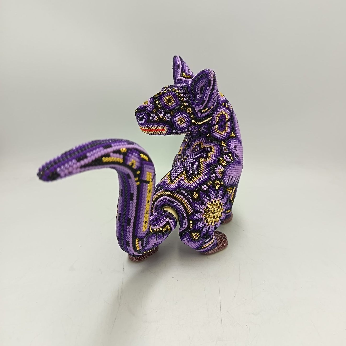 Mexican Huichol Hand Beaded Art, Dog By Isandro Villa Lopez PP9390