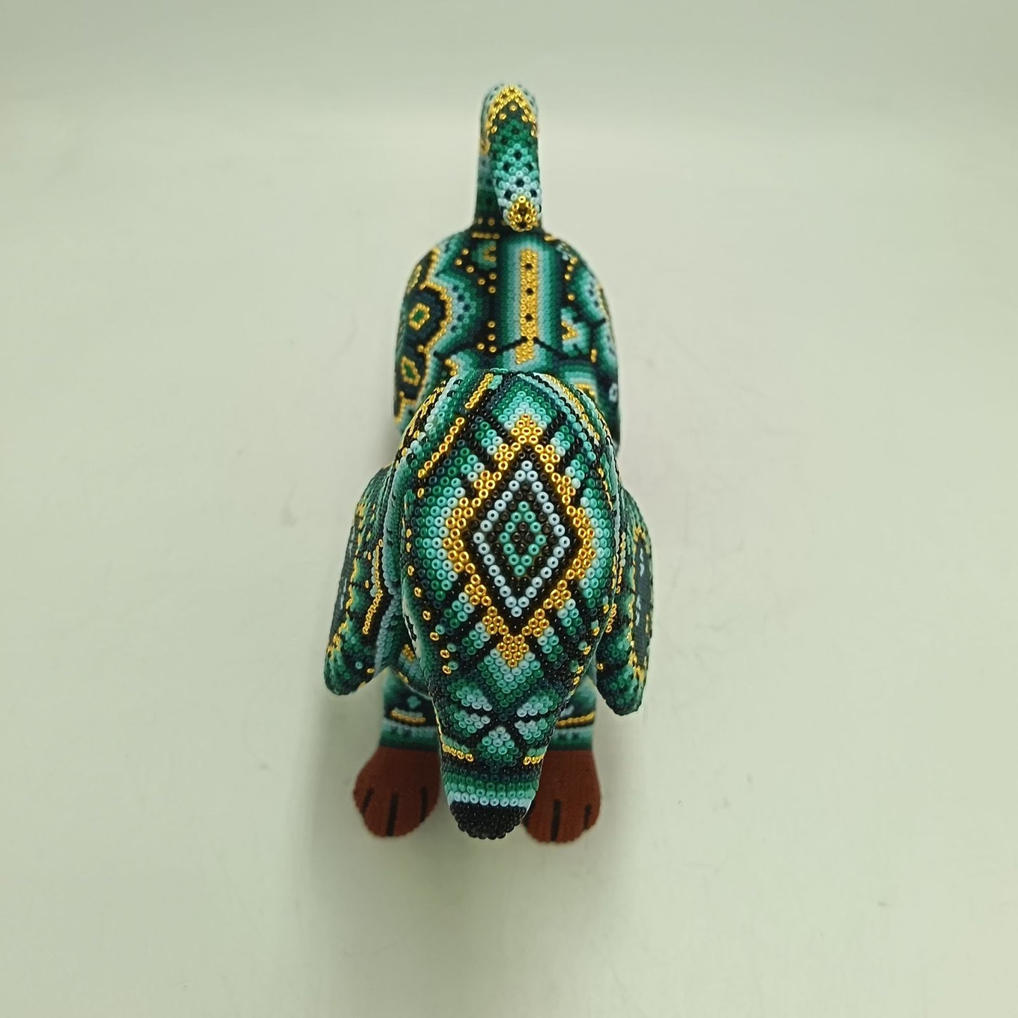 Mexican Huichol Hand Beaded Art, Dog By Isandro Villa Lopez PP9391