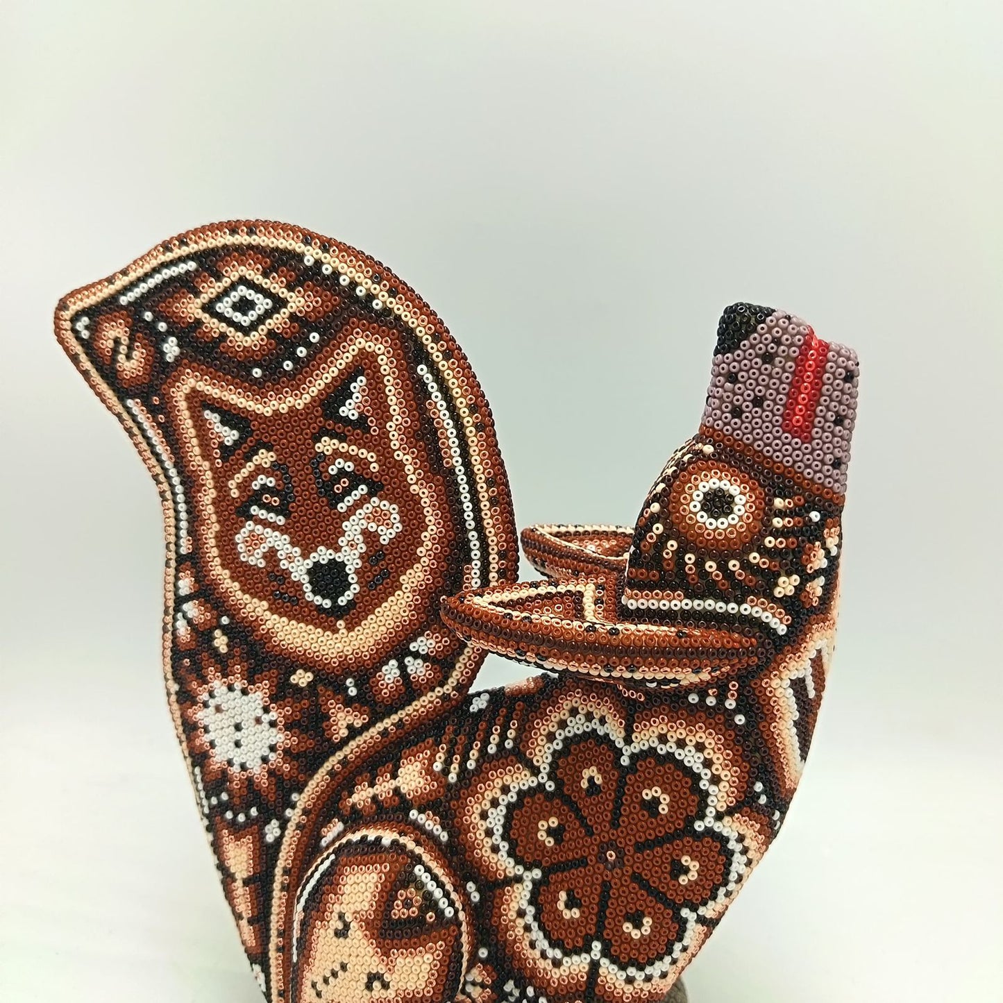 Mexican Huichol Hand Beaded Art, Coyote By Isandro Villa Lopez PP9392