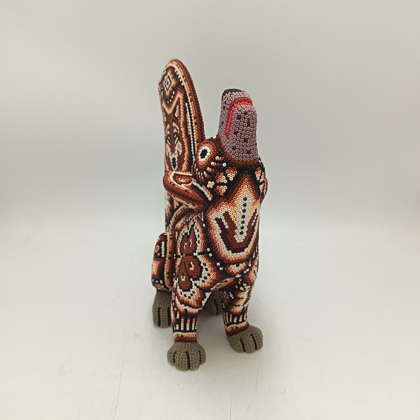 Mexican Huichol Hand Beaded Art, Coyote By Isandro Villa Lopez PP9392