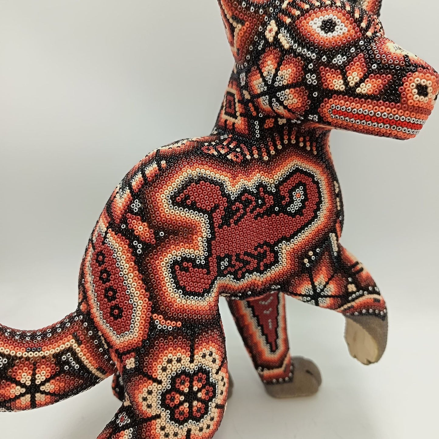 Mexican Huichol Hand Beaded Art, Dog By Isandro Villa Lopez PP9393