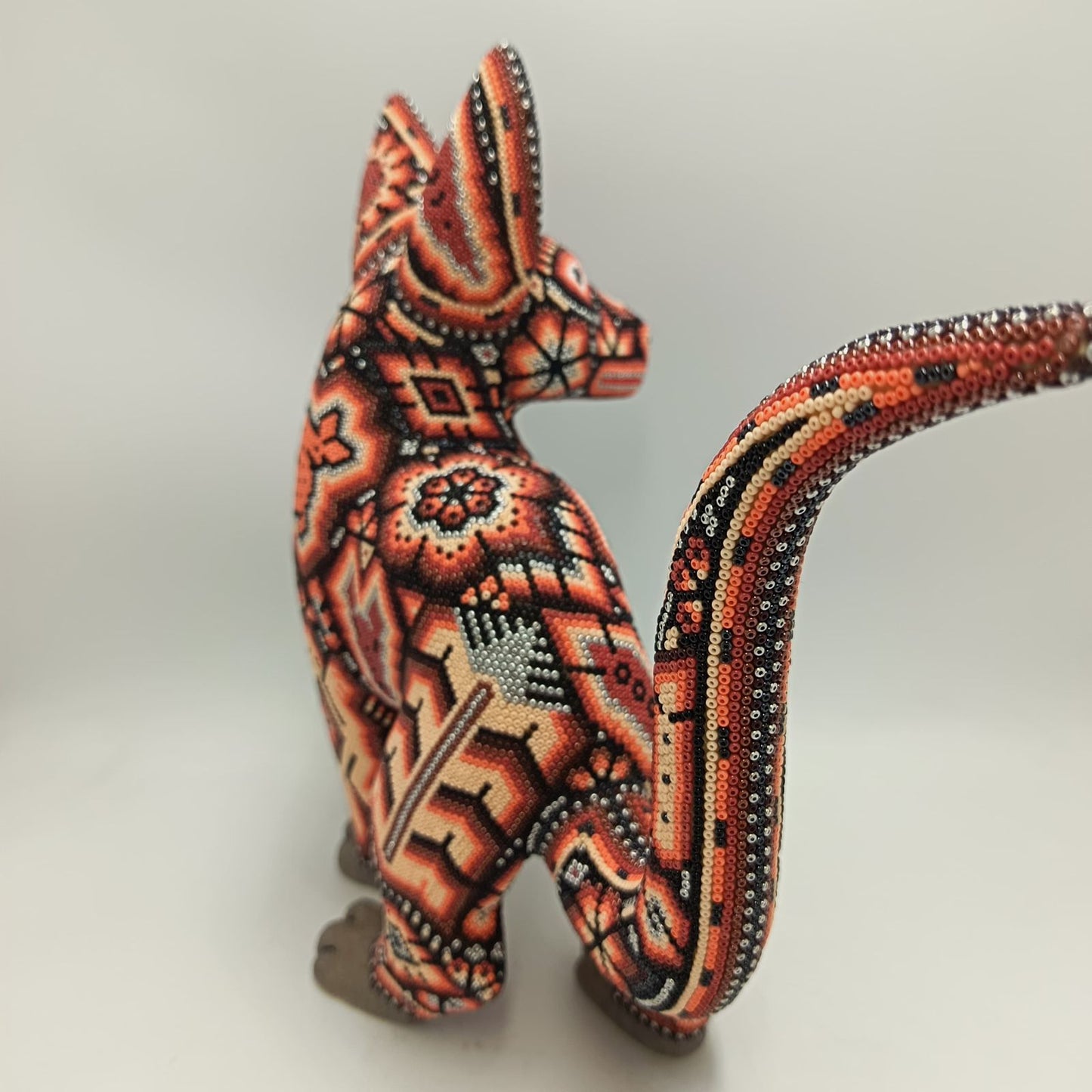 Mexican Huichol Hand Beaded Art, Dog By Isandro Villa Lopez PP9393