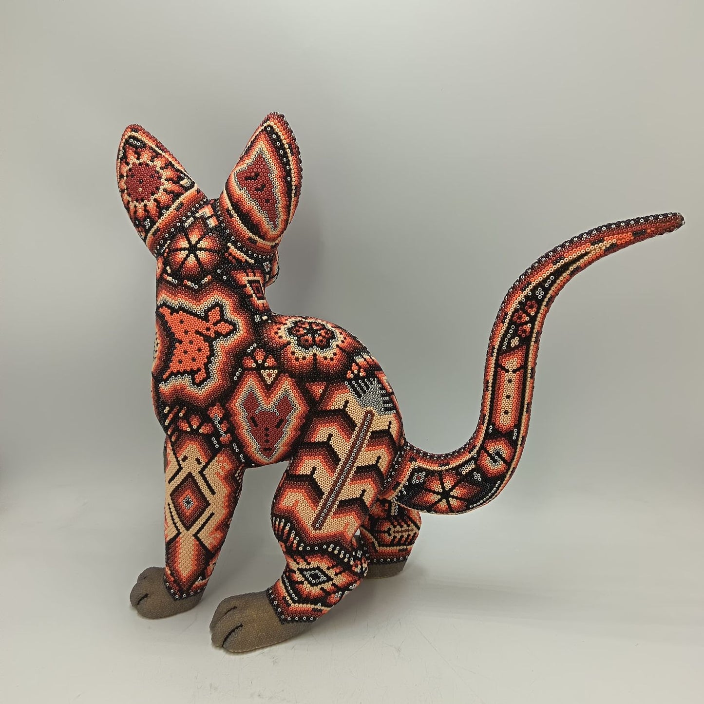 Mexican Huichol Hand Beaded Art, Dog By Isandro Villa Lopez PP9393