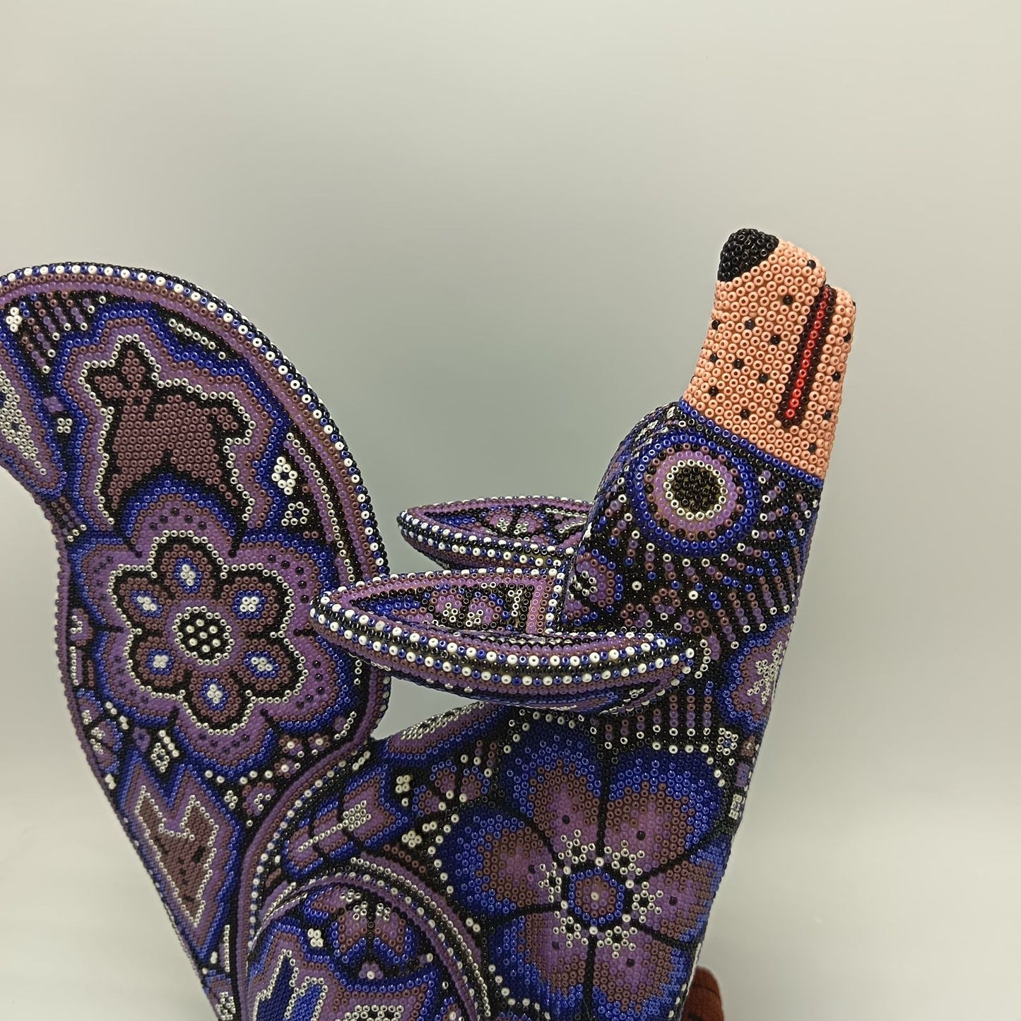 Mexican Huichol Hand Beaded Art, Coyote By Isandro Villa Lopez PP9394