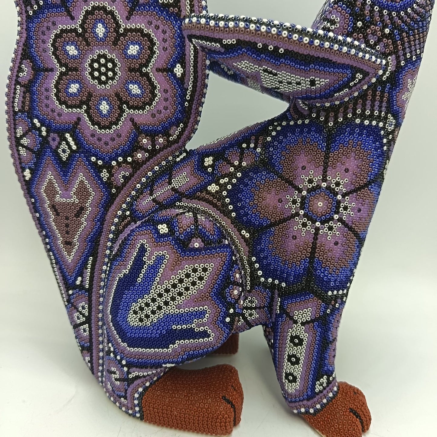 Mexican Huichol Hand Beaded Art, Coyote By Isandro Villa Lopez PP9394