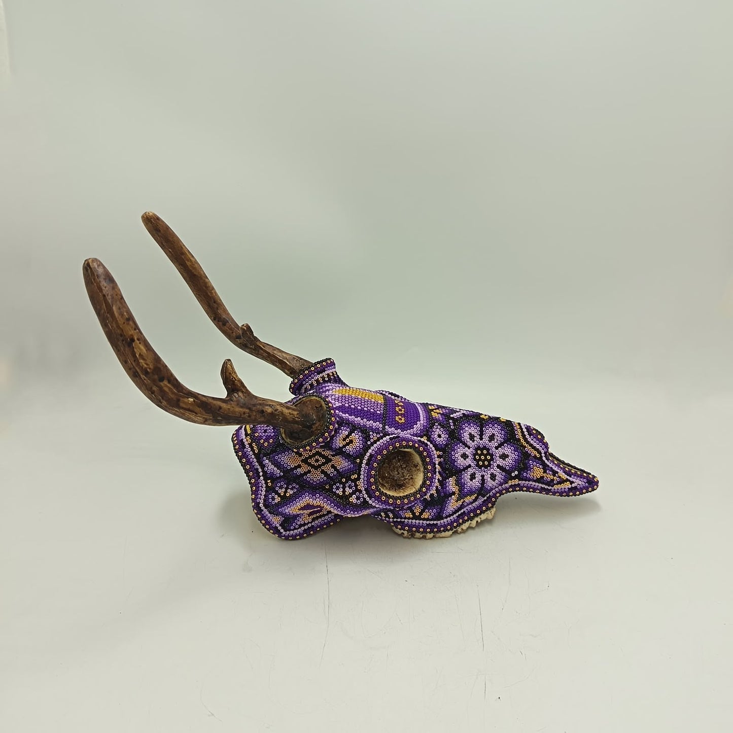 Huichol Indian Hand Beaded Cast Resin a Deer Skull by Isandro Villa Lopez PP9380