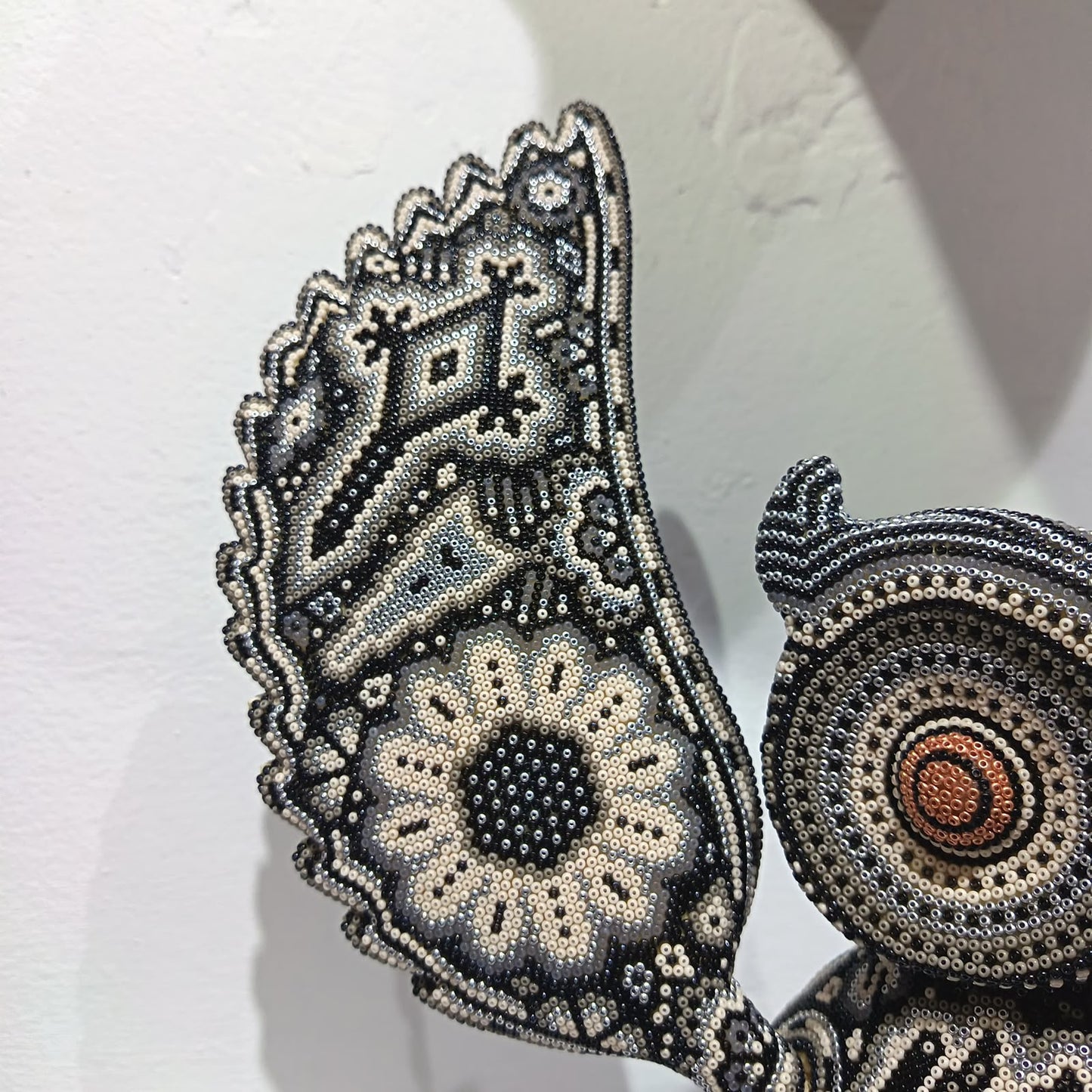 Mexican Huichol Hand Beaded Art, Owl By Isandro Villa Lopez PP9395