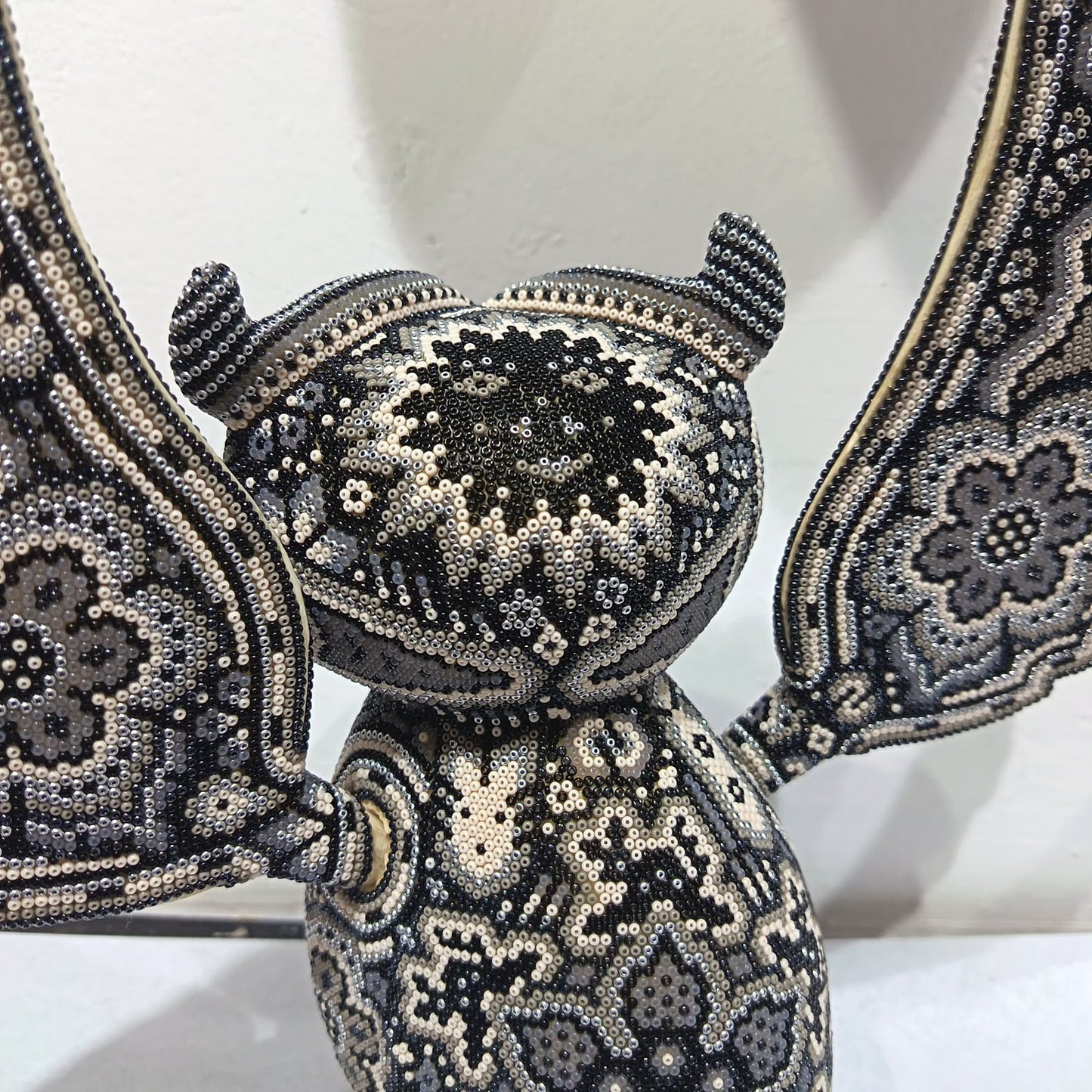 Mexican Huichol Hand Beaded Art, Owl By Isandro Villa Lopez PP9395