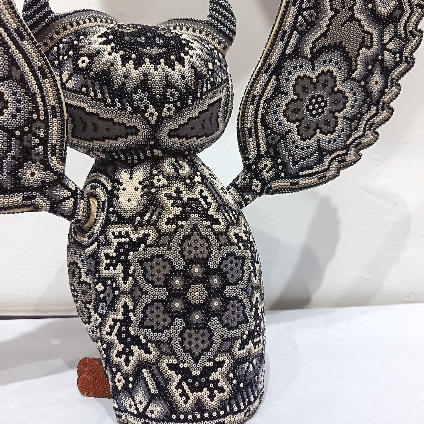 Mexican Huichol Hand Beaded Art, Owl By Isandro Villa Lopez PP9395