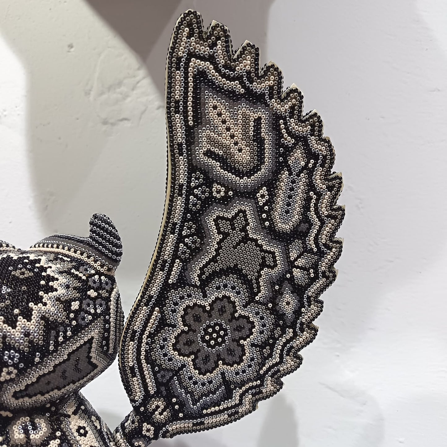 Mexican Huichol Hand Beaded Art, Owl By Isandro Villa Lopez PP9395